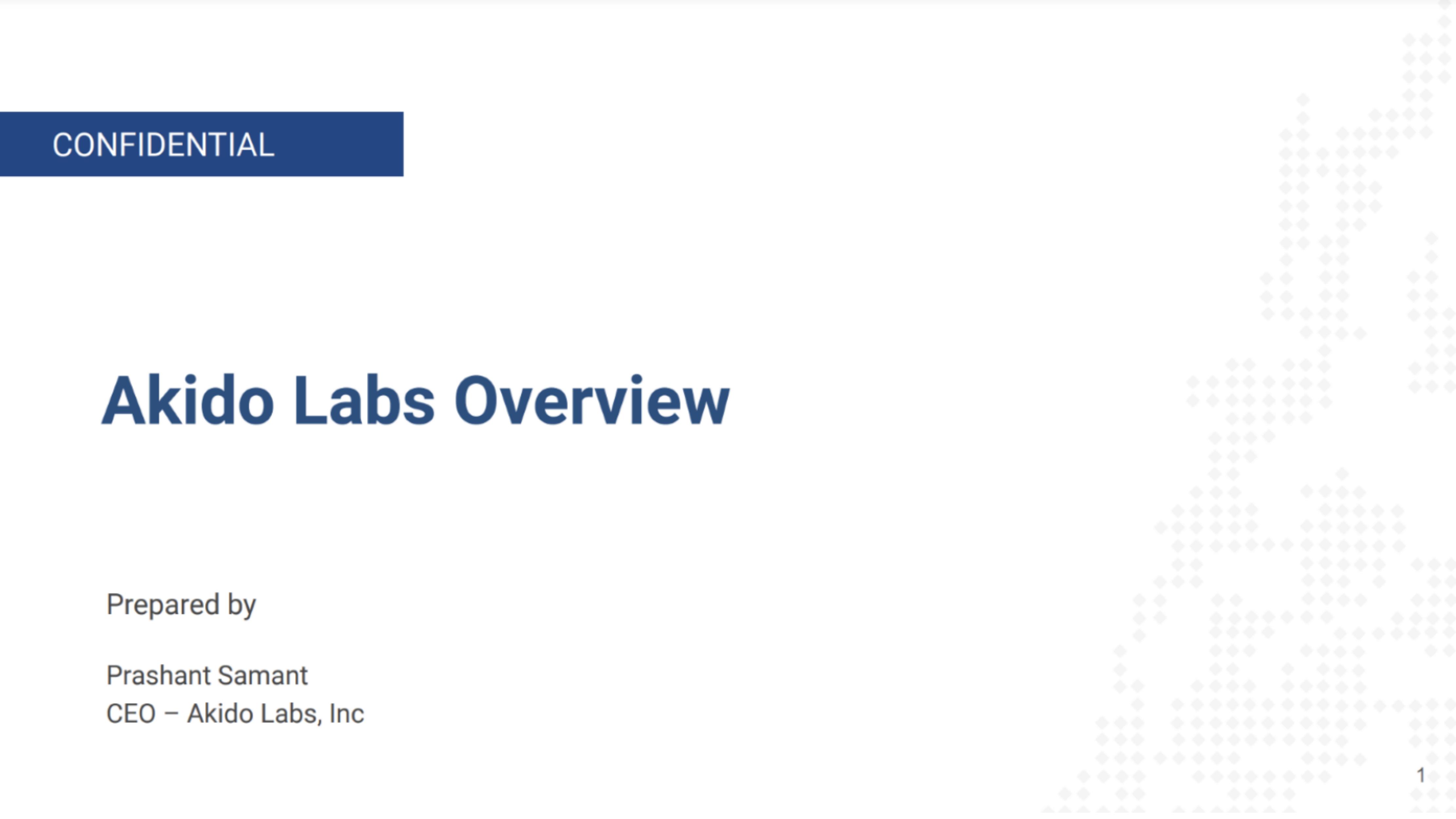 Akido Labs pitch deck cover