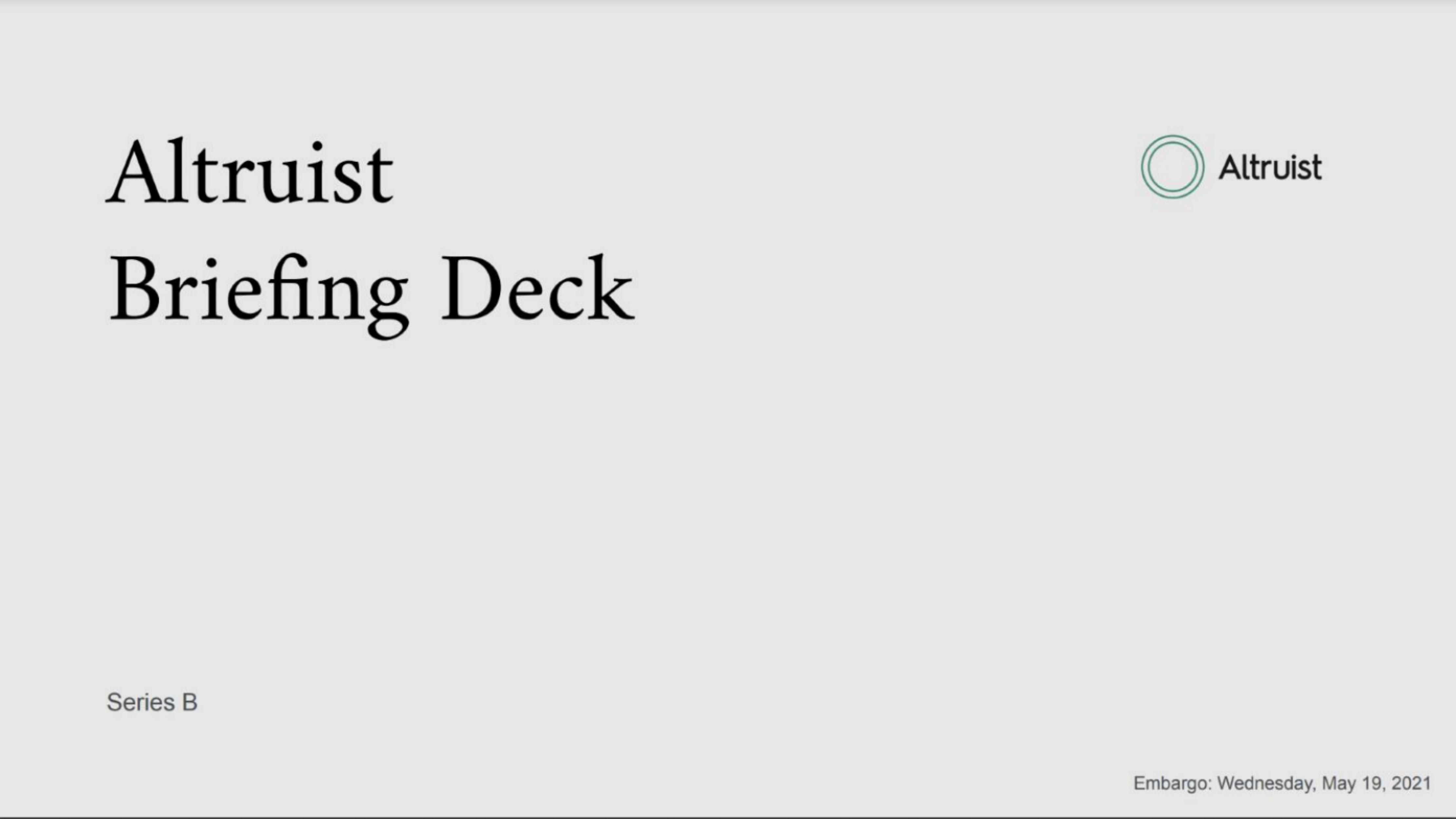 Altruist pitch deck cover