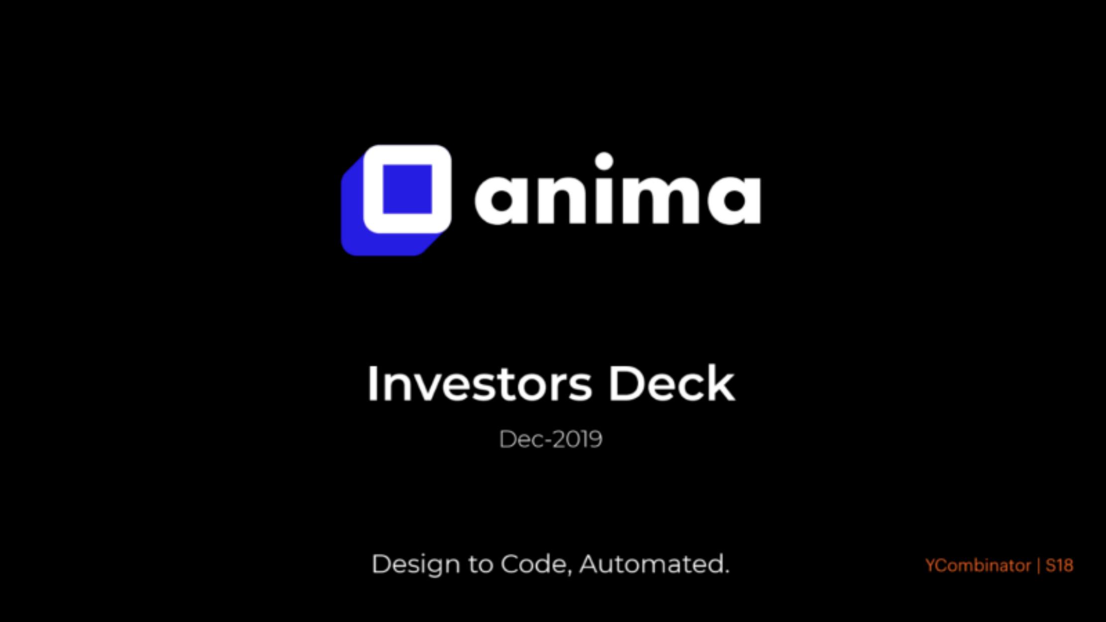 Anima pitch deck cover