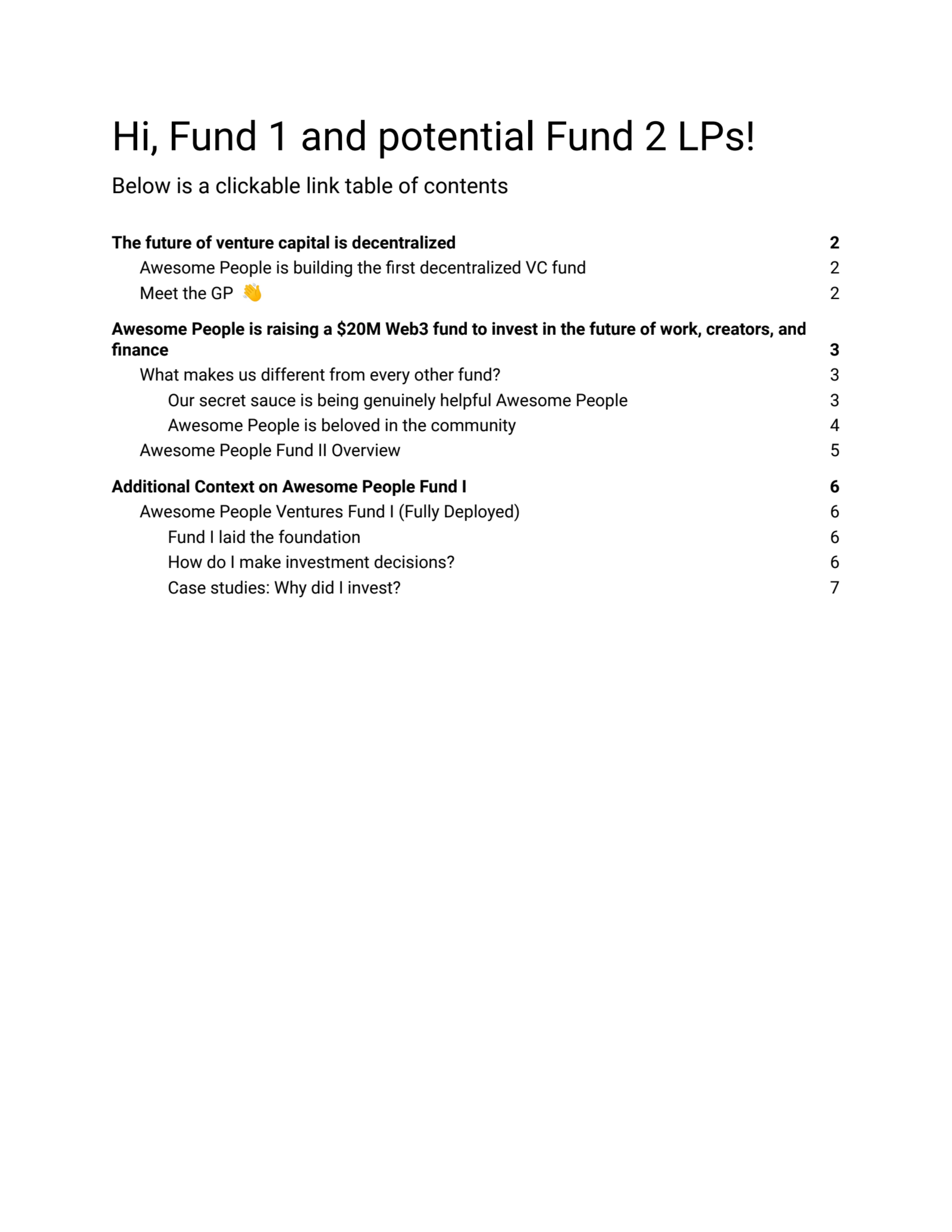 Awesome People Ventures Fund 2 pitch deck cover