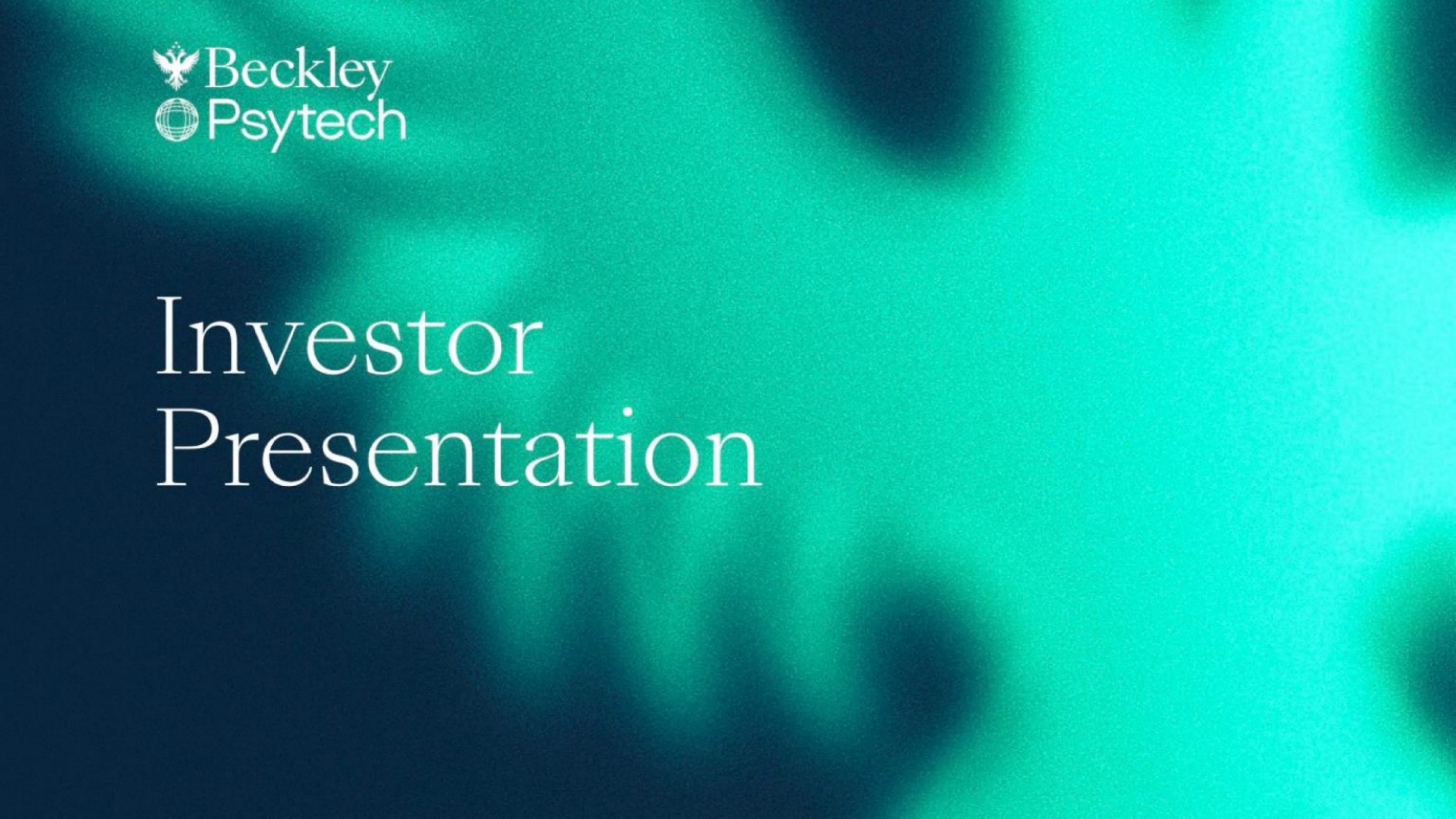 Beckley Psytech pitch deck cover