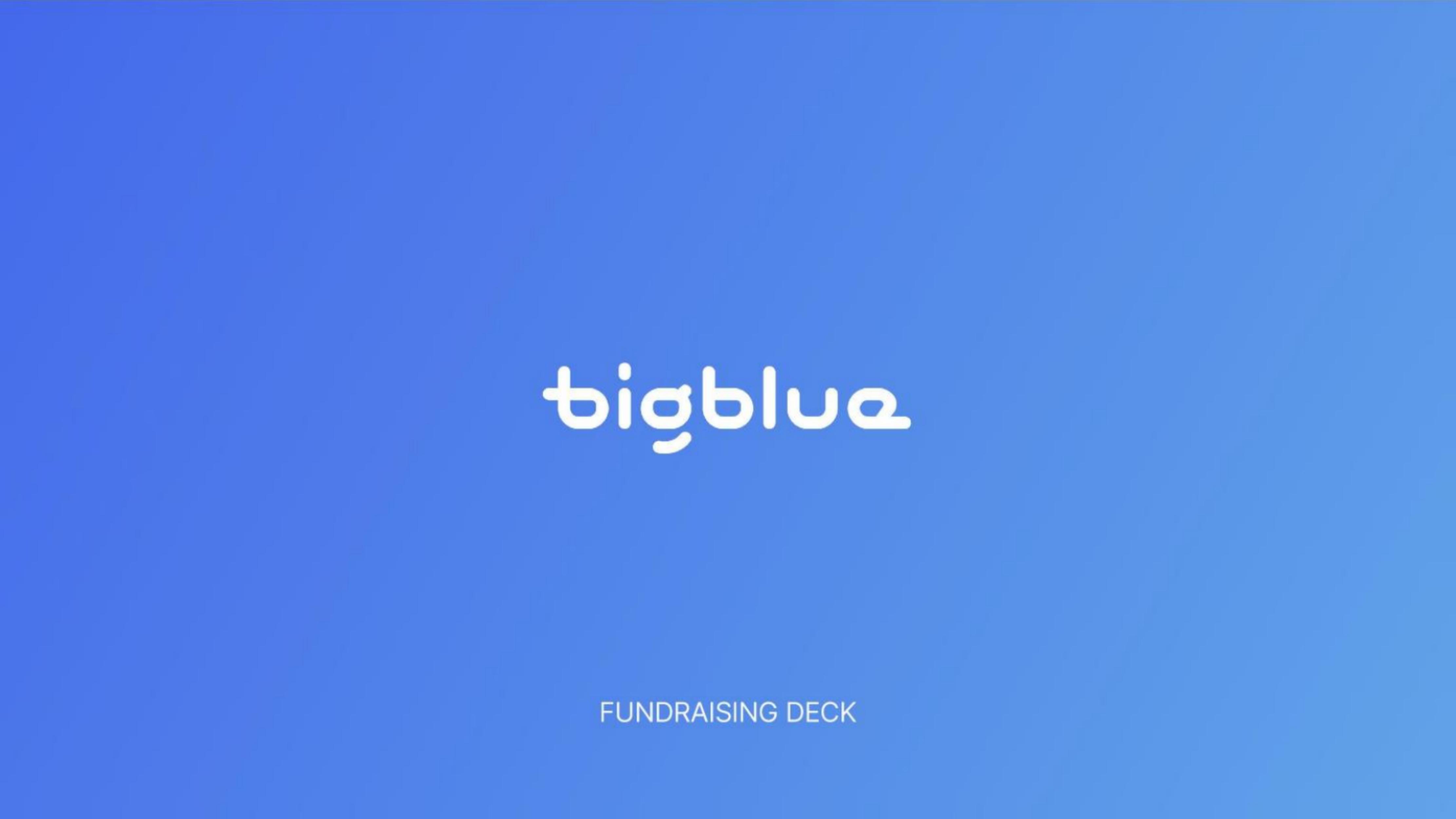Bigblue pitch deck cover
