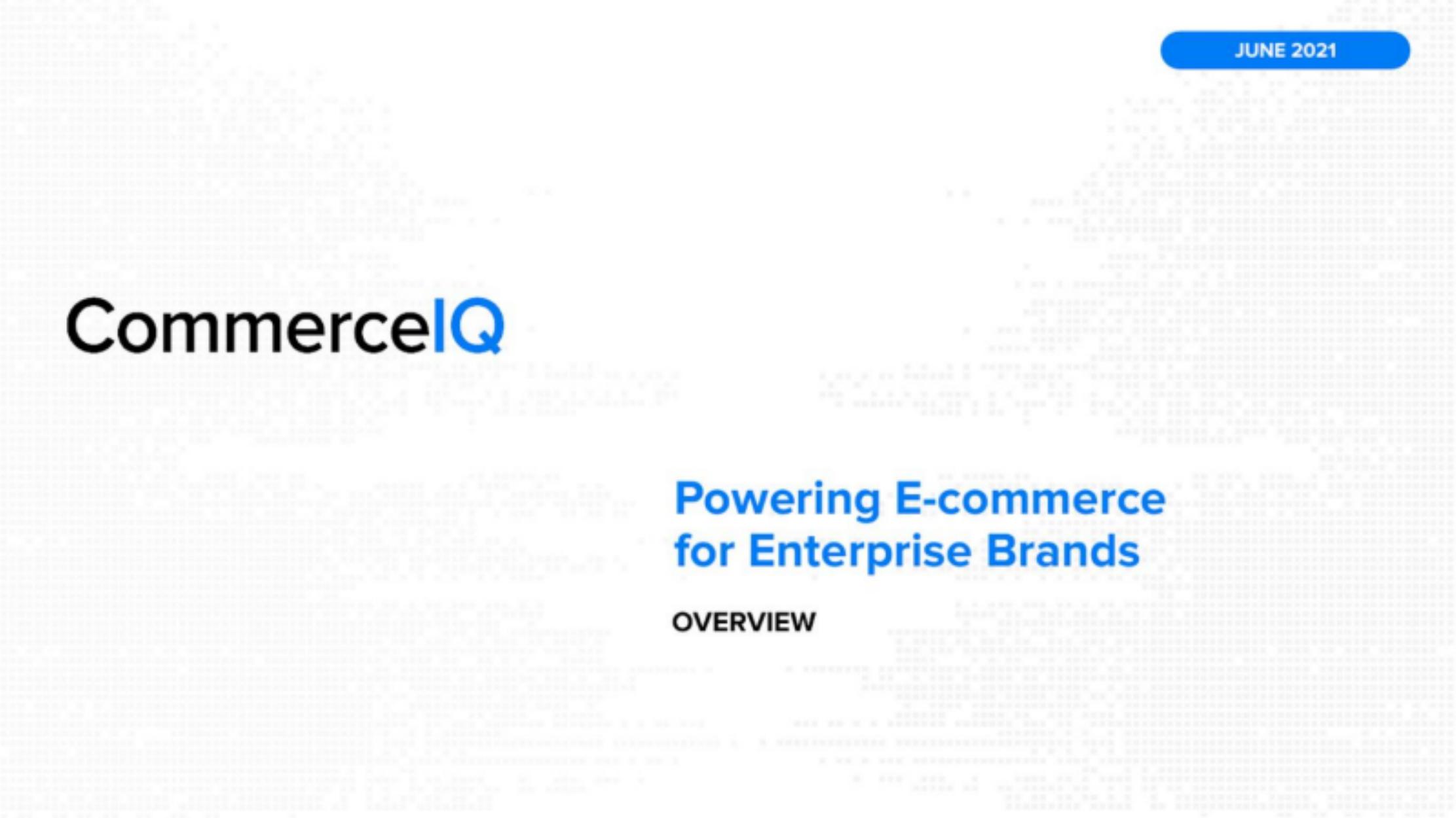 CommerceIQ pitch deck cover