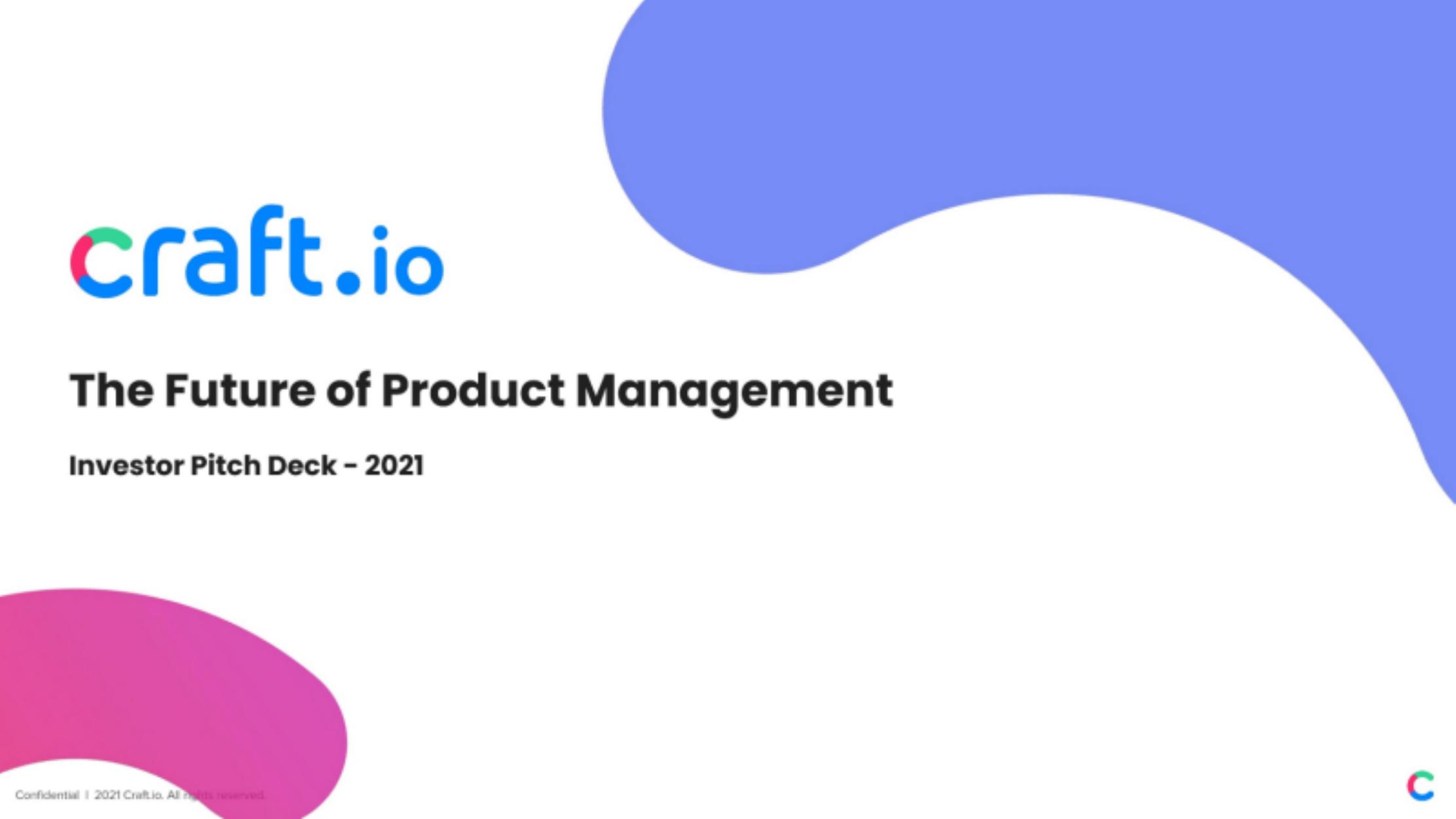 Craft.io pitch deck cover