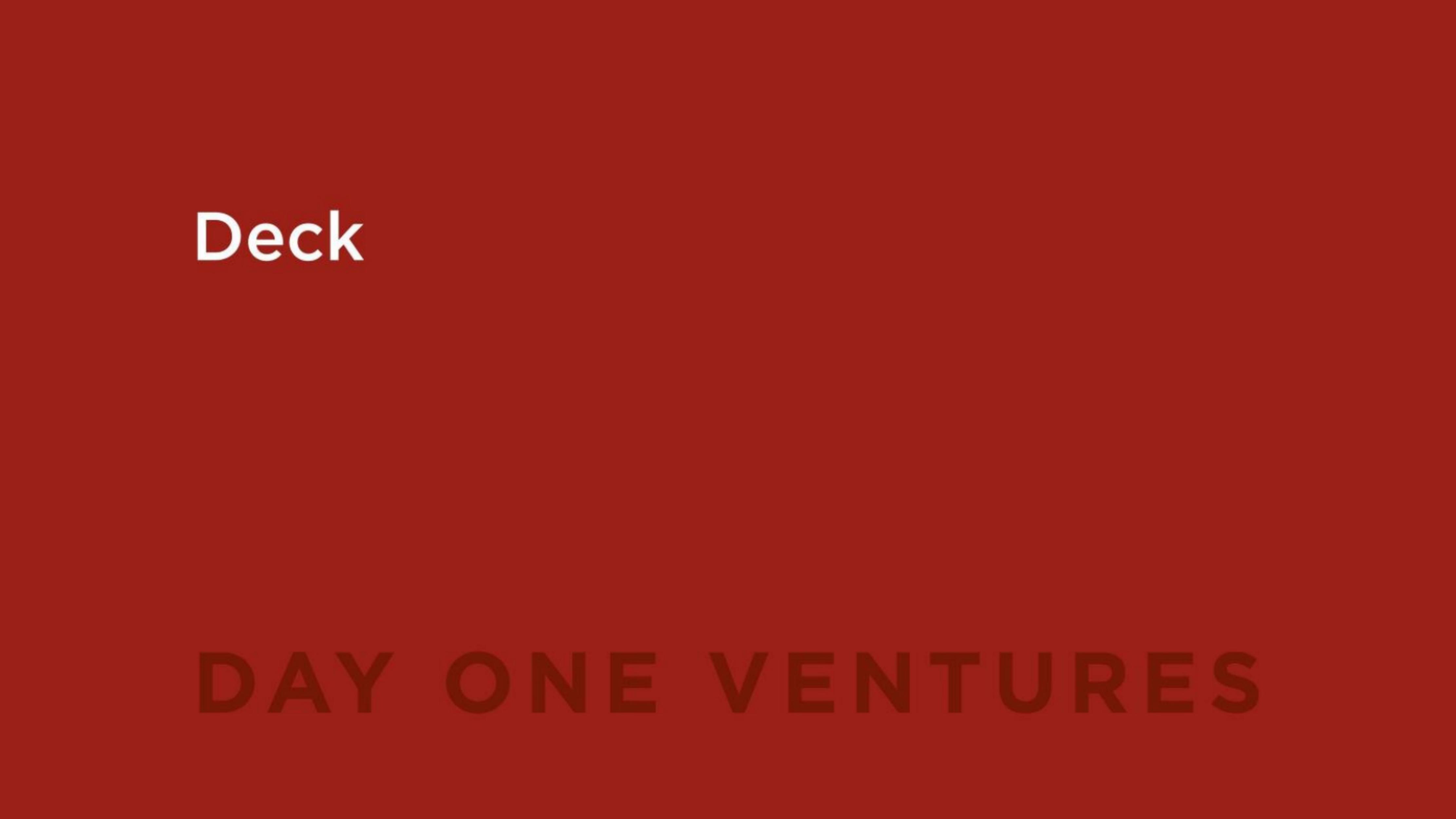 Day One Ventures pitch deck cover