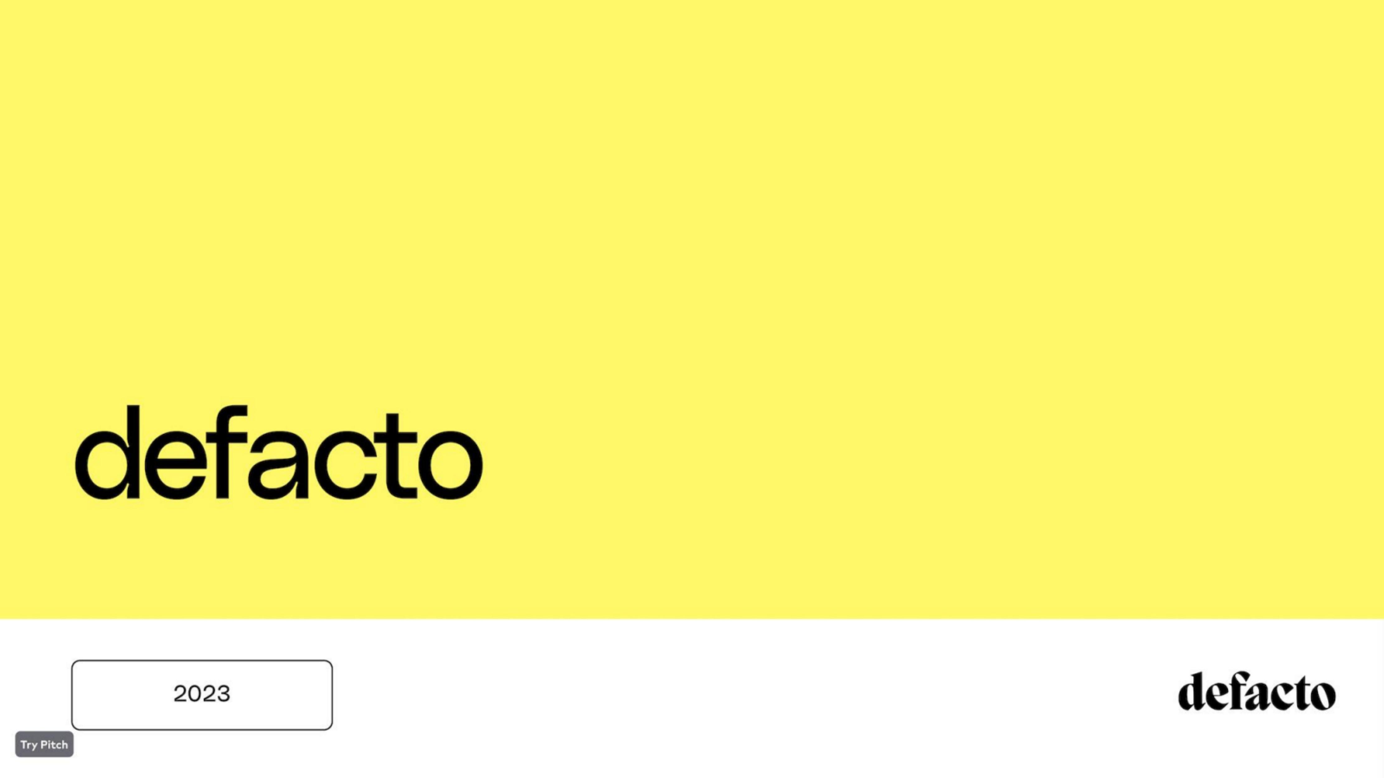 Defacto pitch deck cover