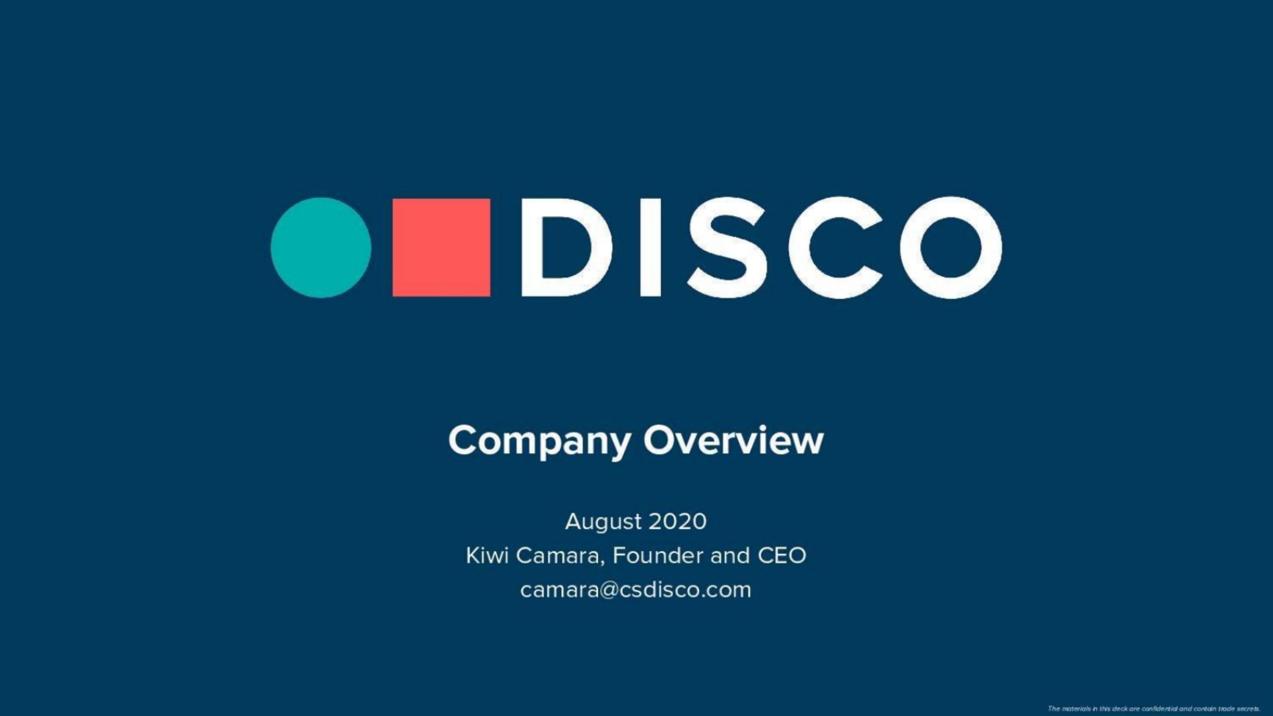 Disco pitch deck cover