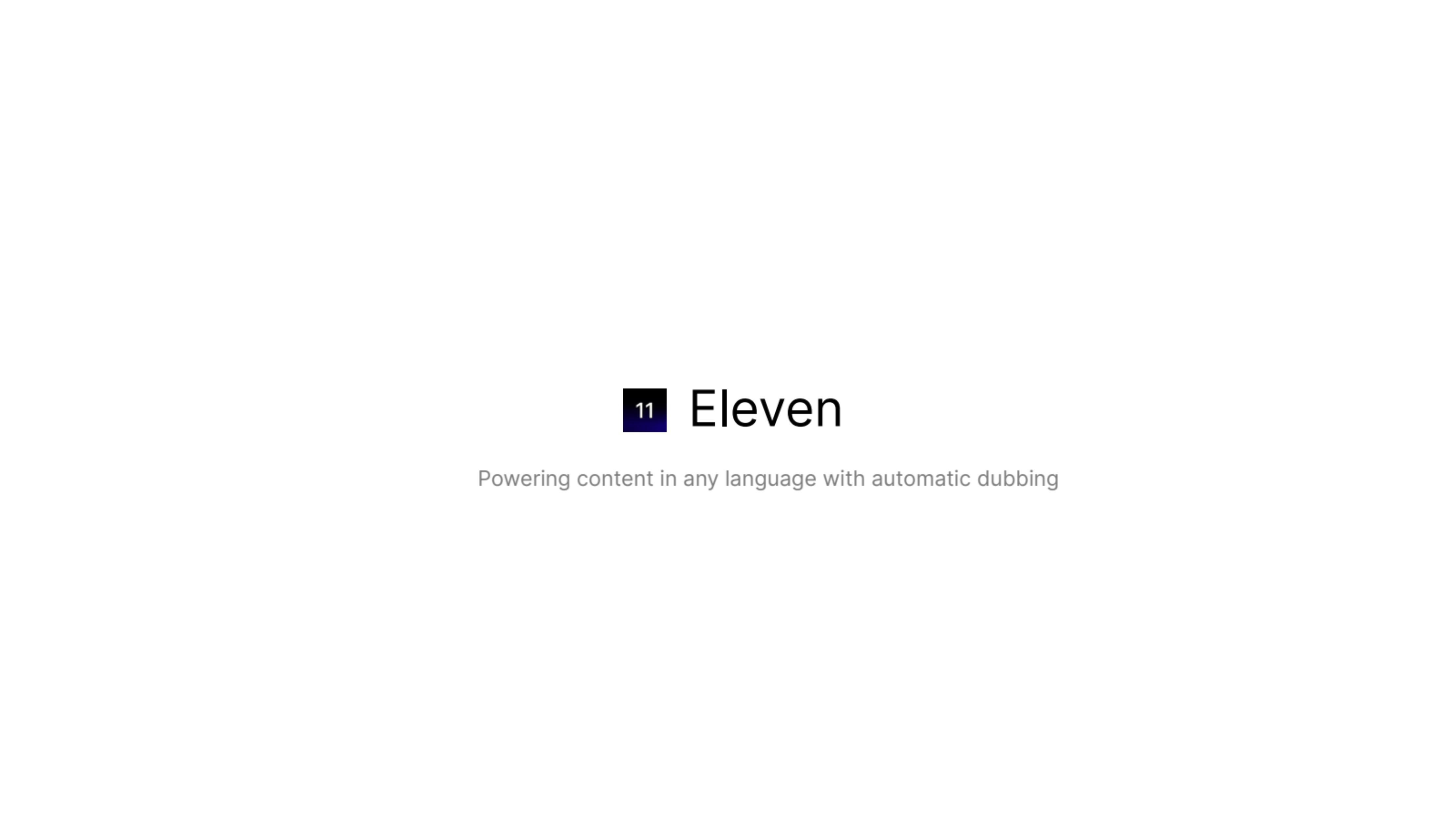 Eleven Labs pitch deck cover