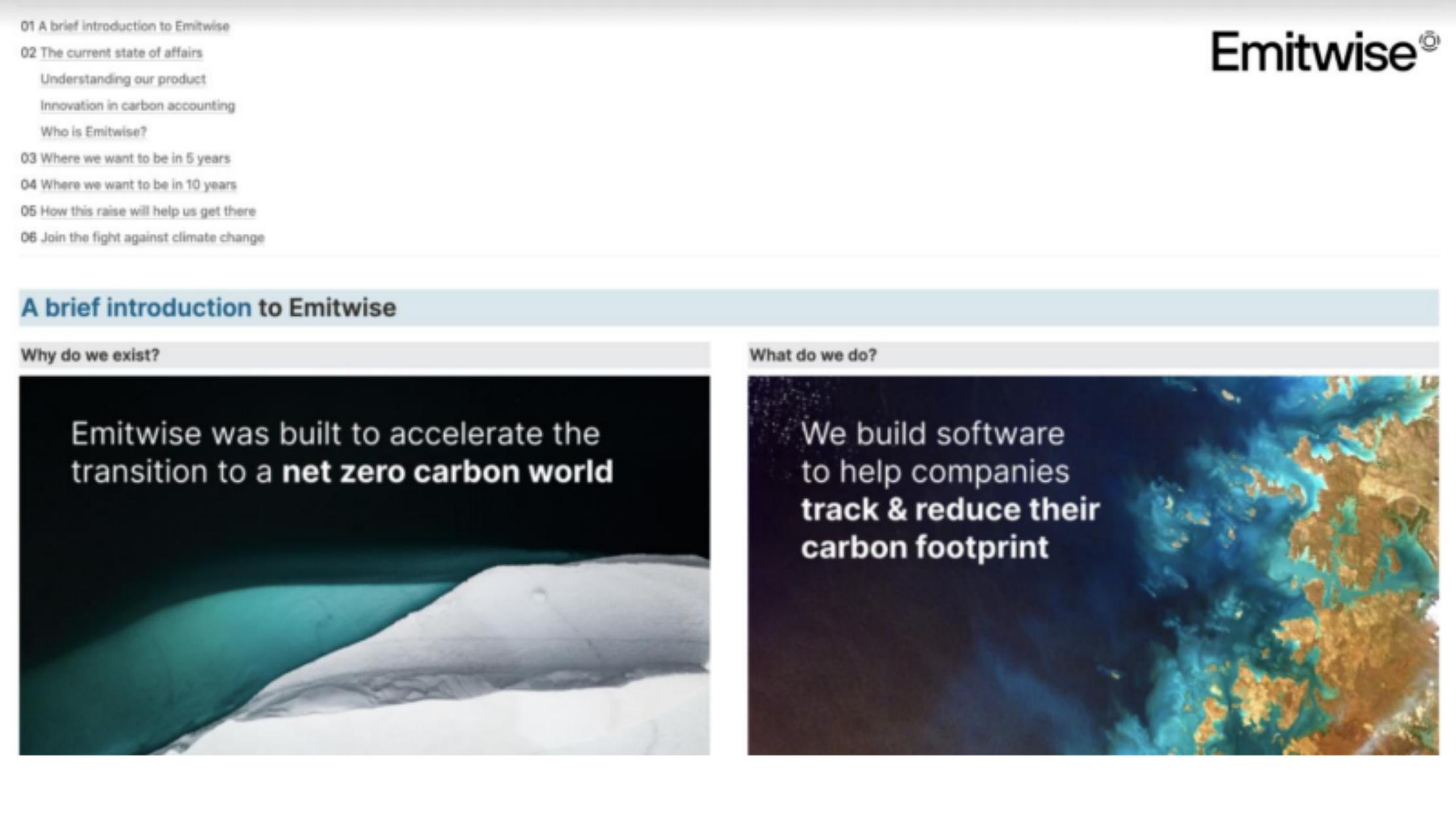 Emitwise pitch deck cover