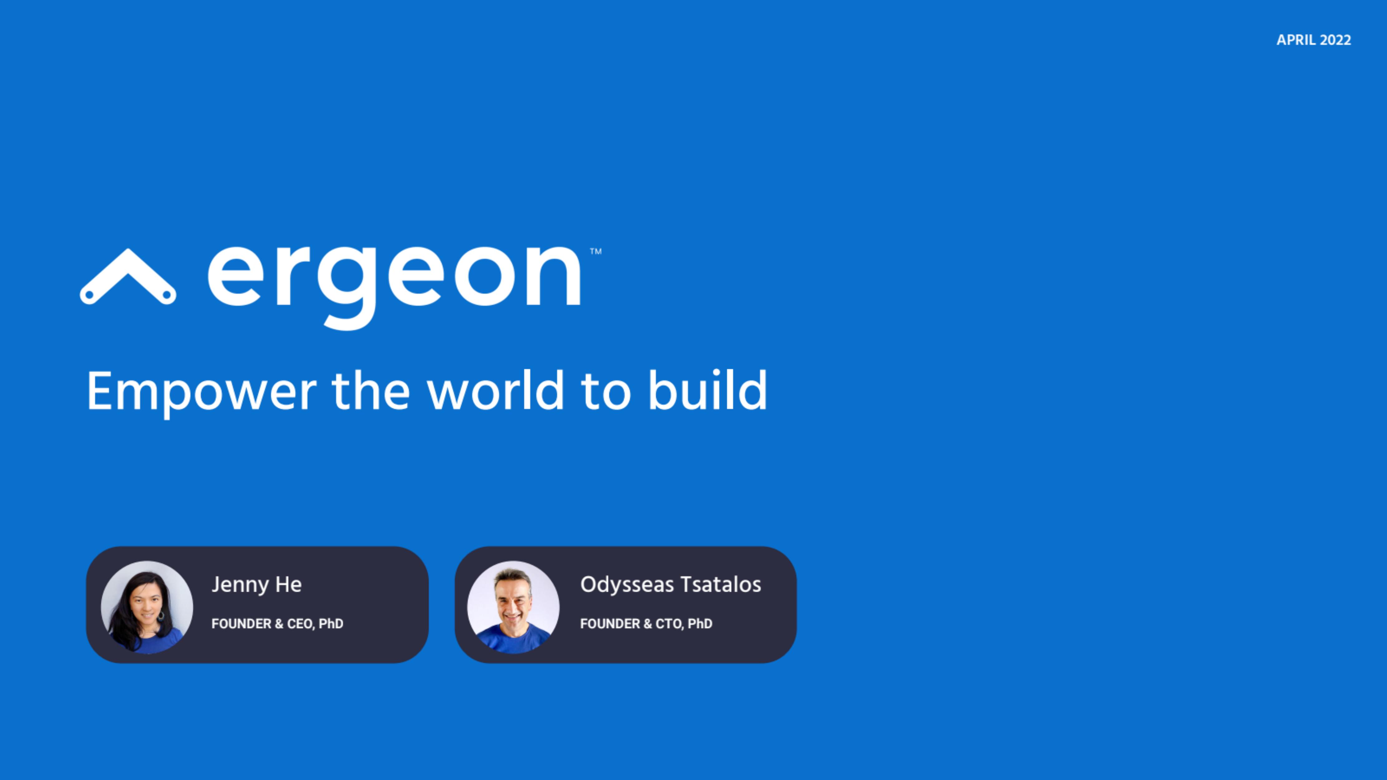 Ergeon pitch deck cover