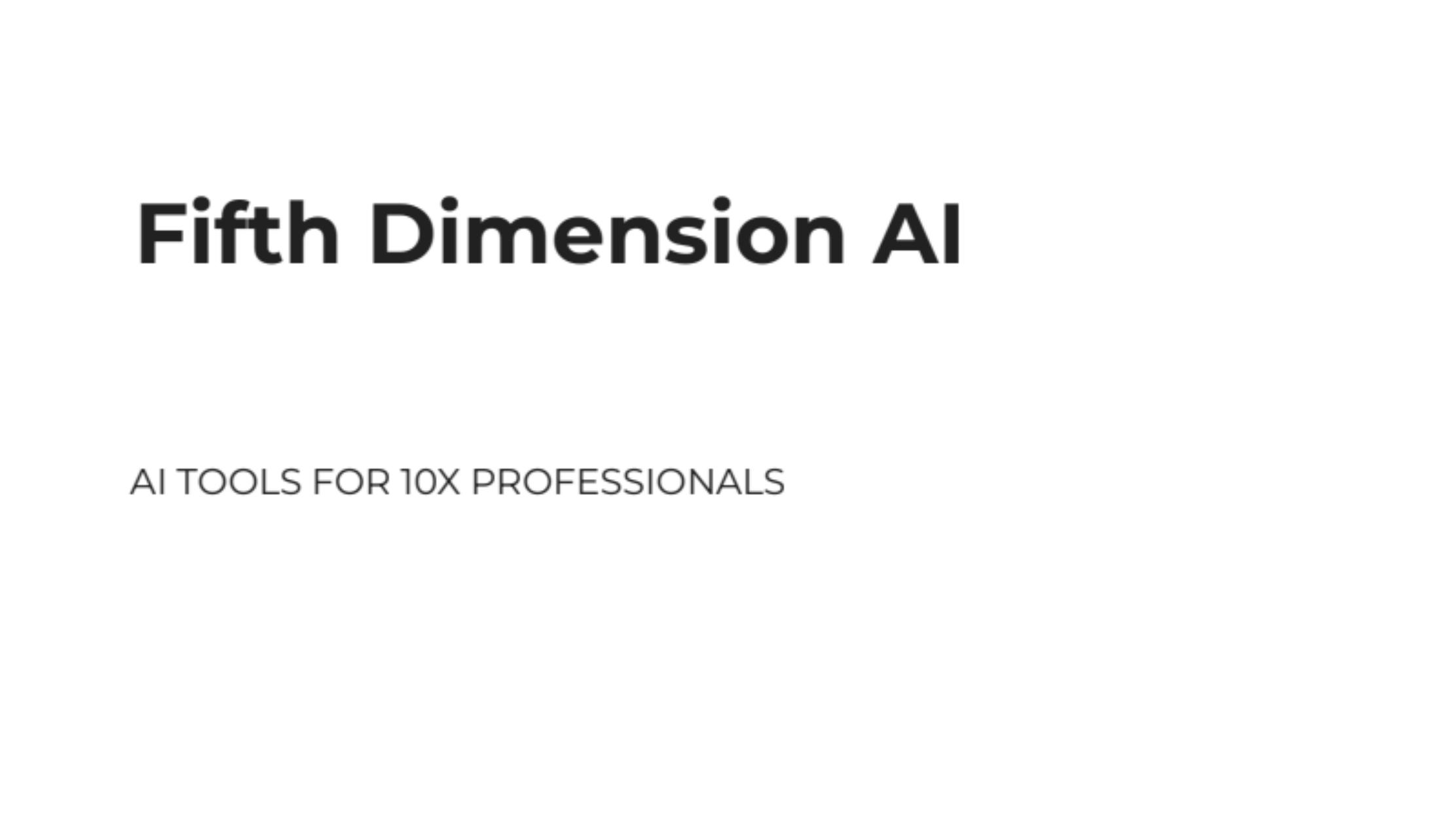 Fifth Dimension AI pitch deck cover