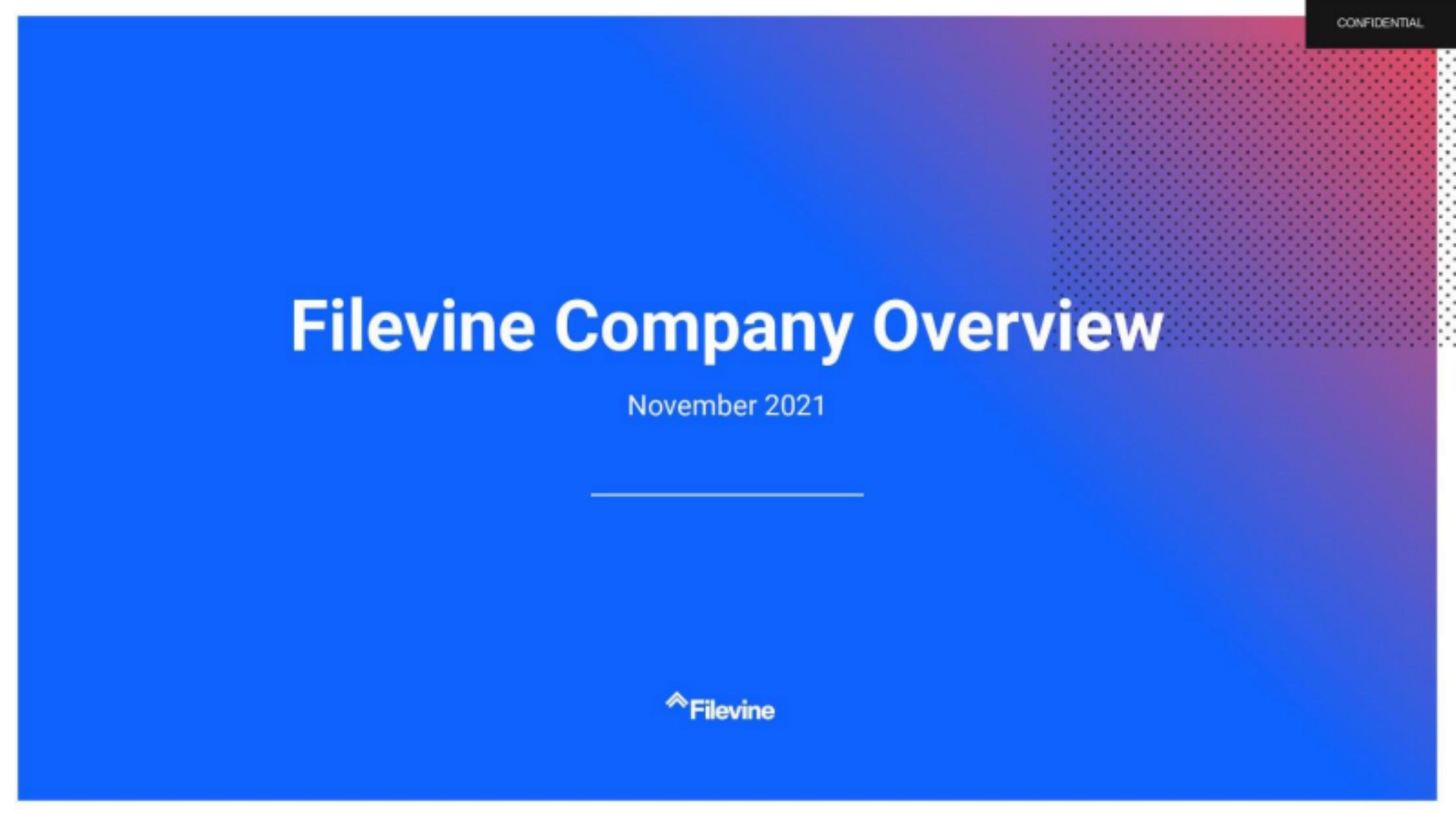 Filevine pitch deck cover