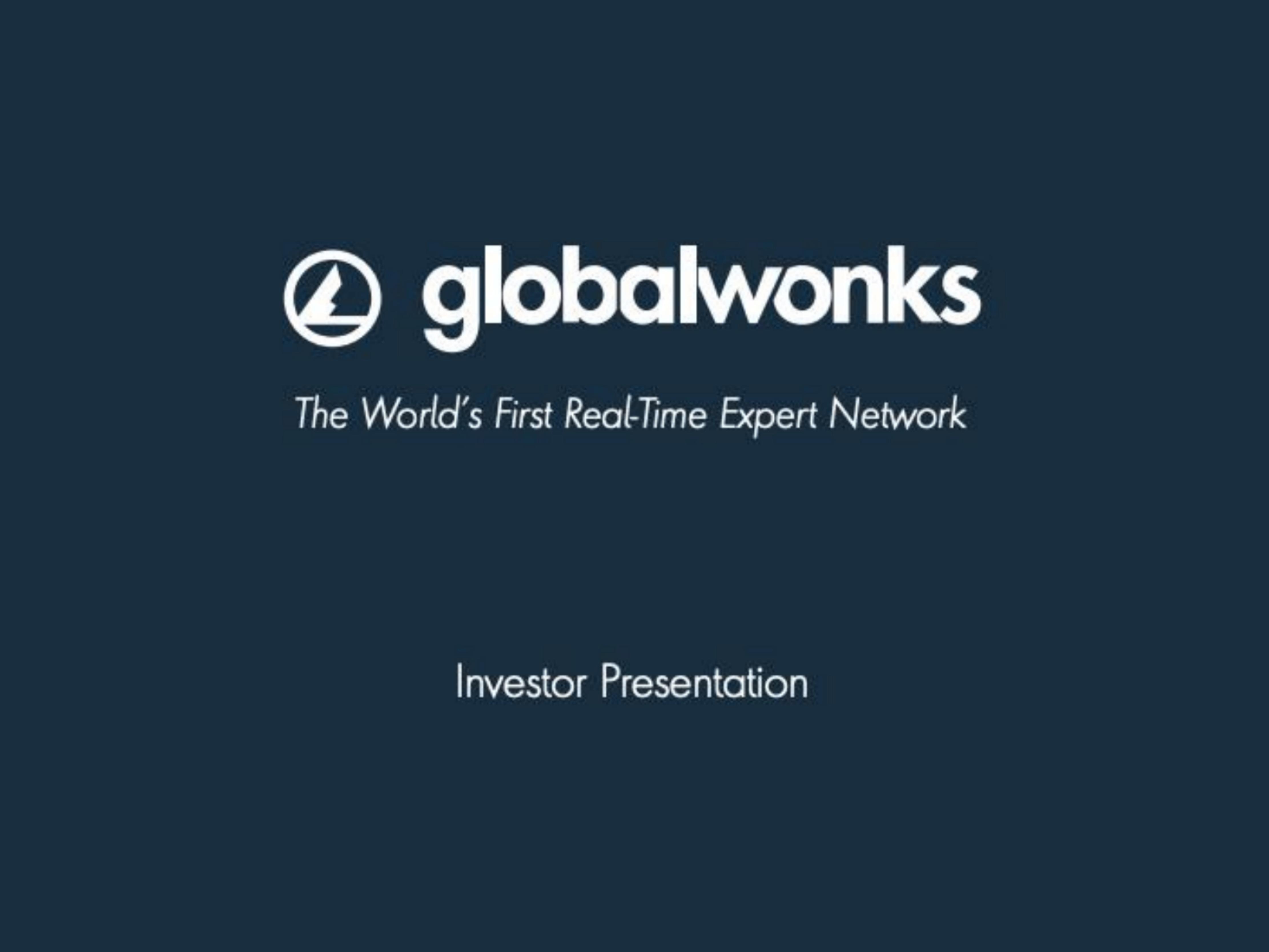 GlobalWonks pitch deck cover
