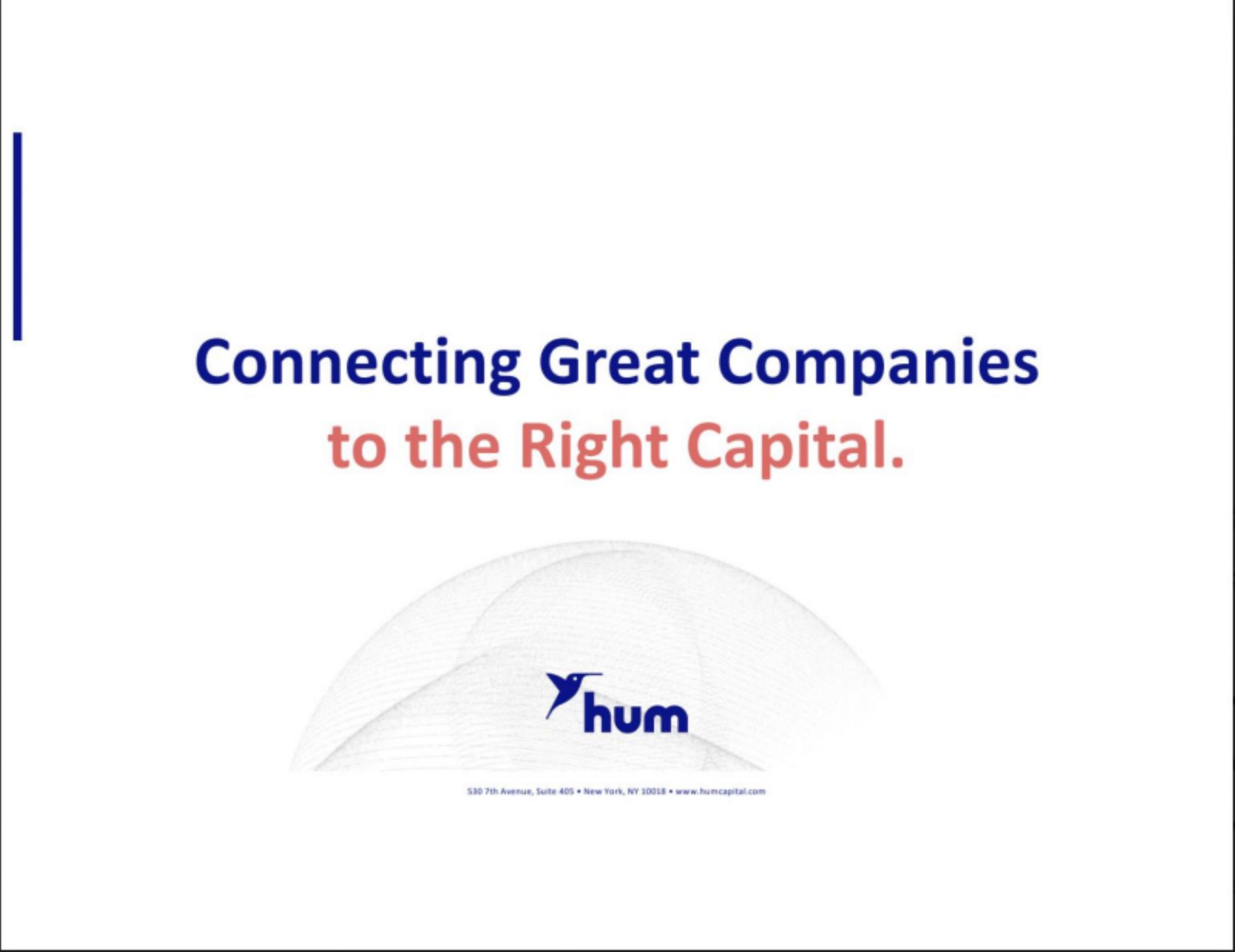 Hum Capital pitch deck cover