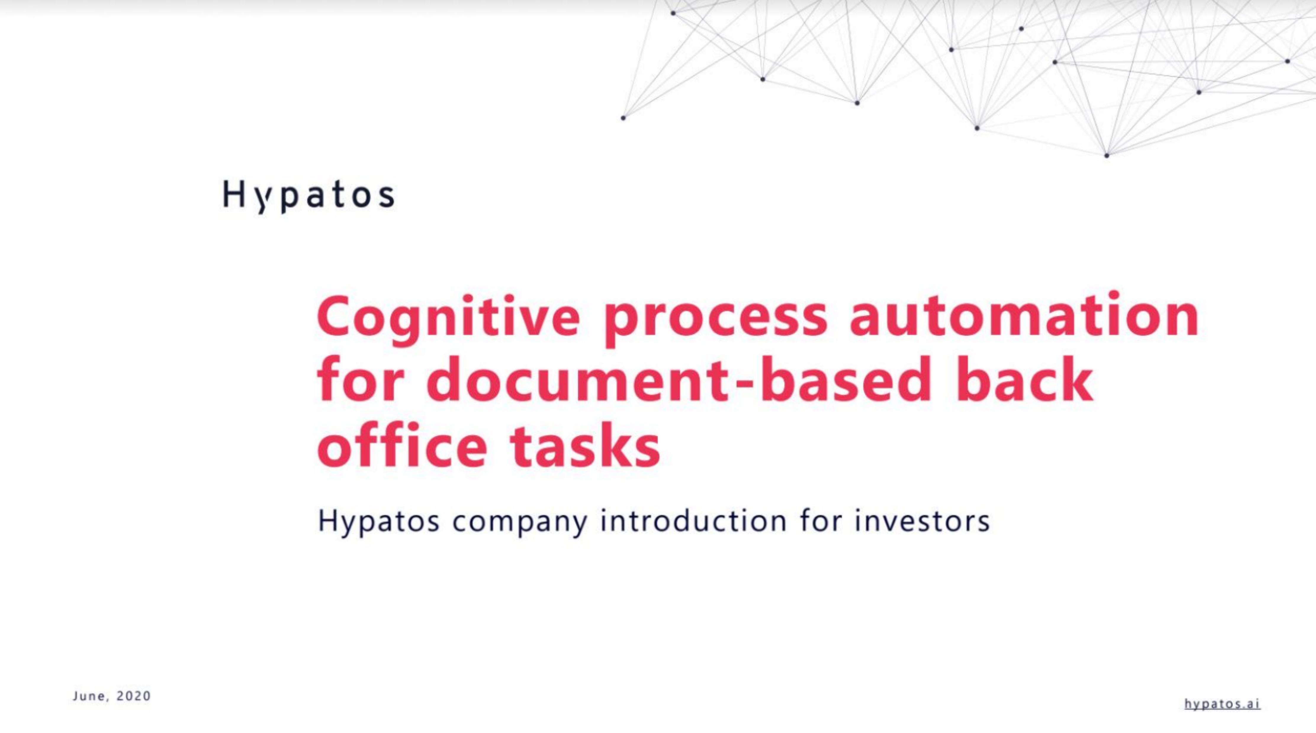 Hypatos pitch deck cover