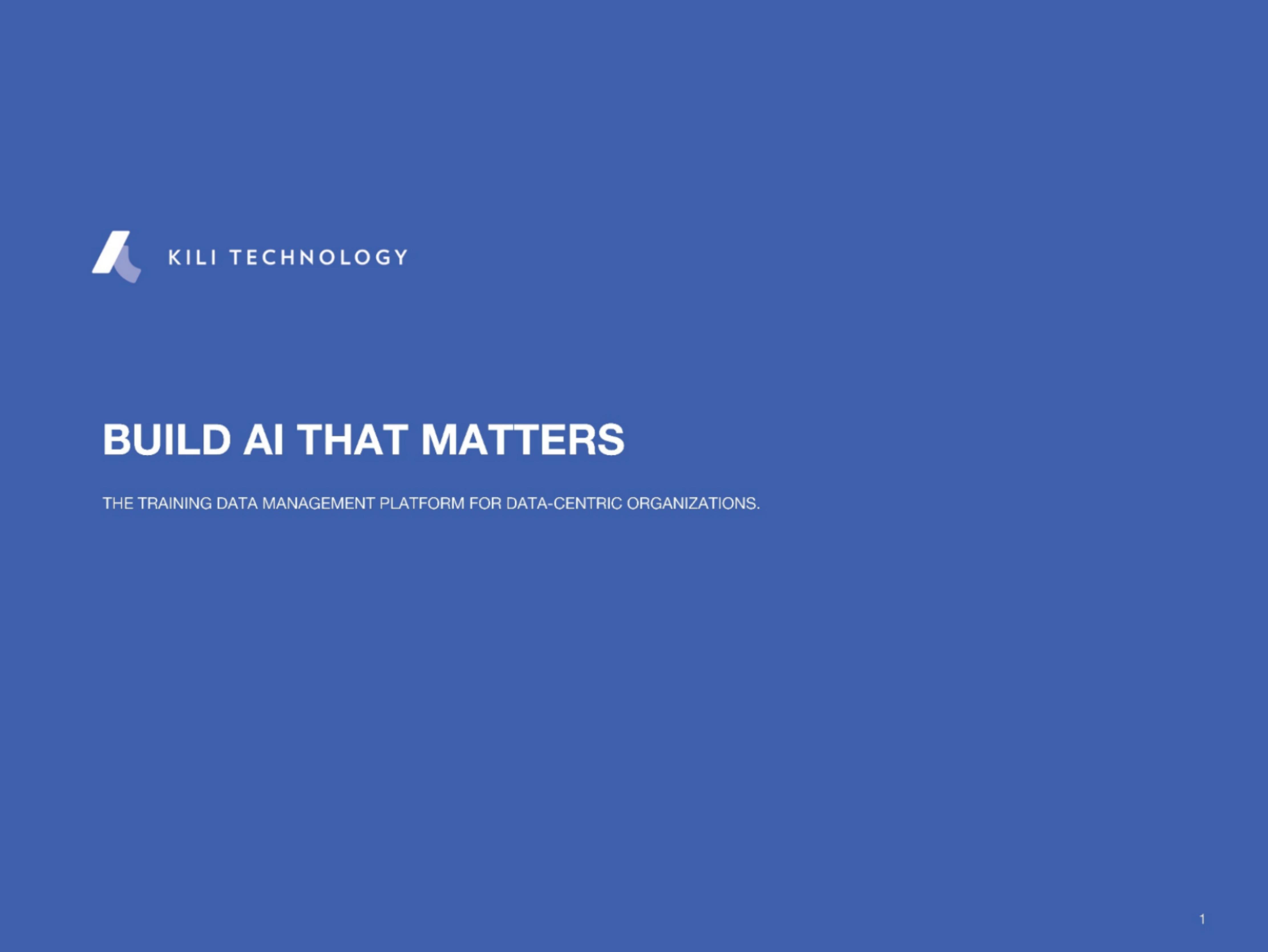 Kili Technology pitch deck cover