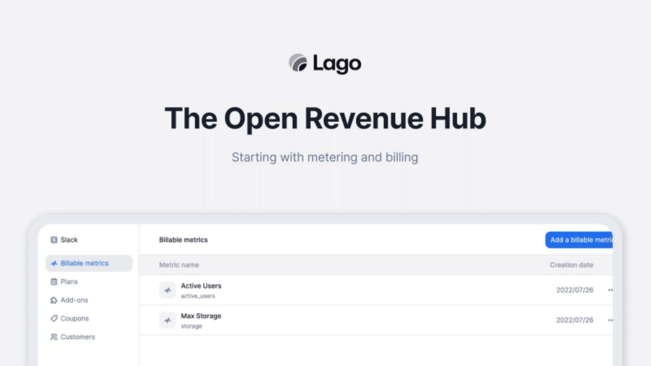 Lago Series A pitch deck cover