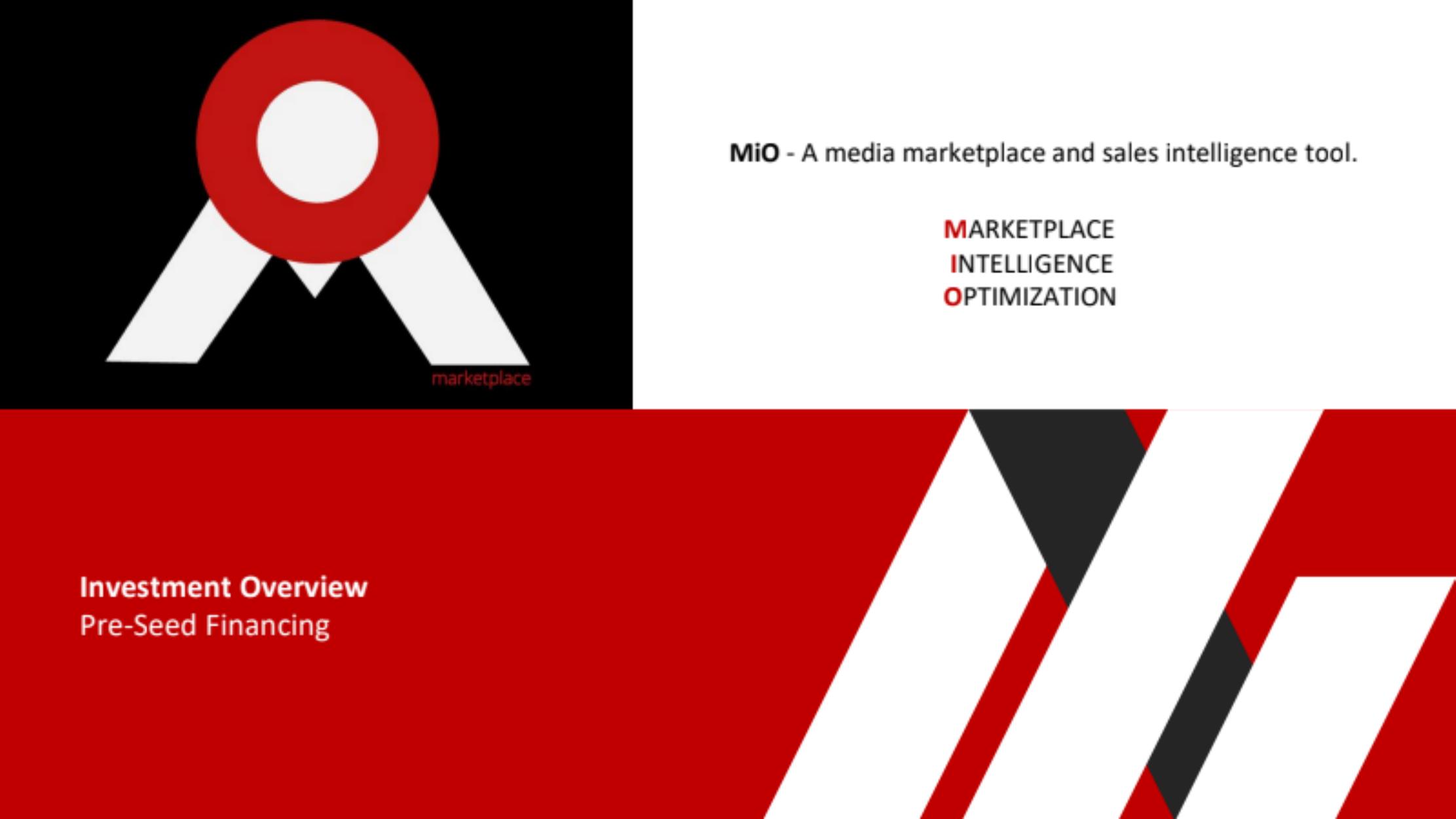 MiO Marketplace pitch deck cover