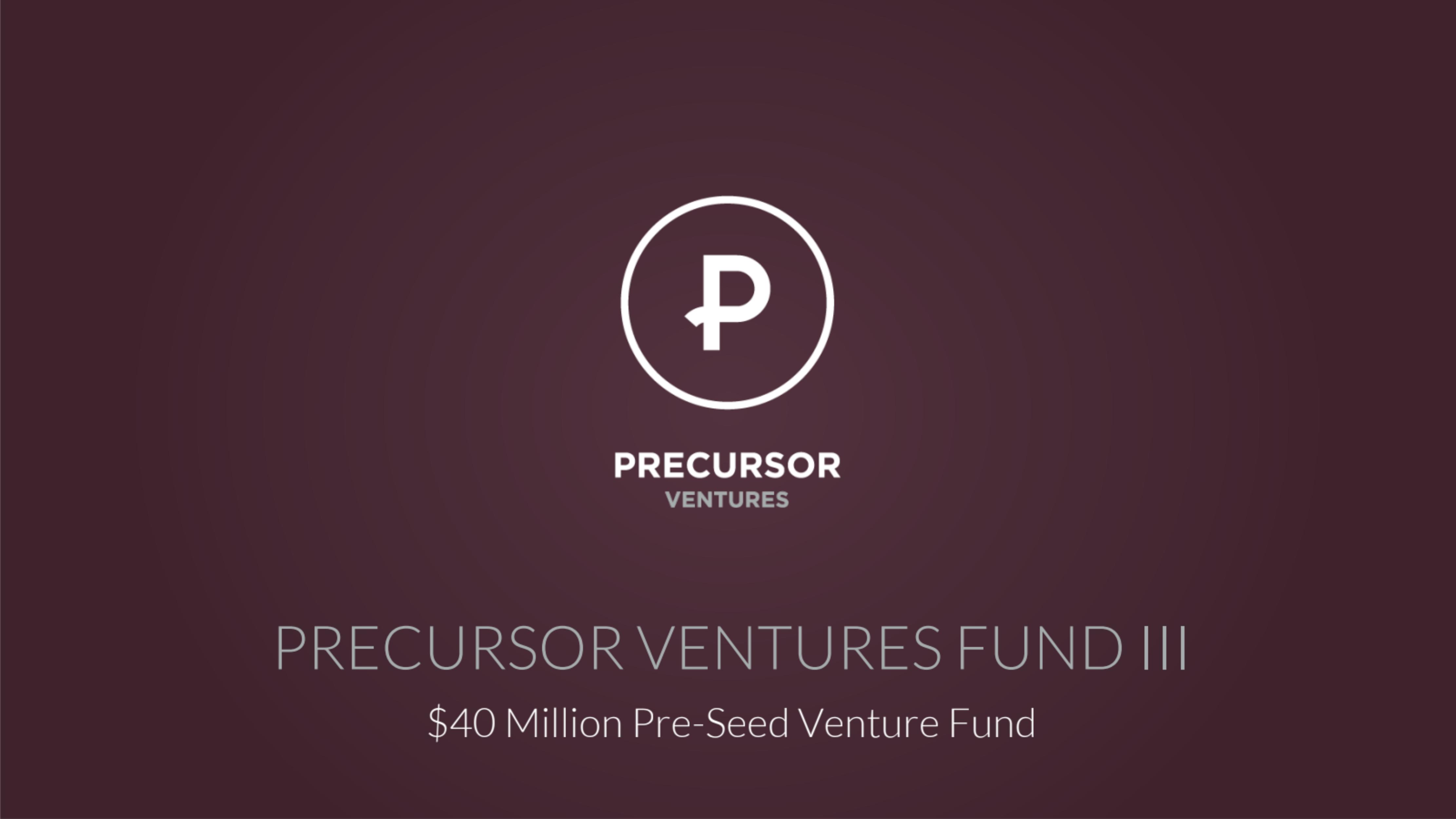 Precursor Fund III pitch deck cover