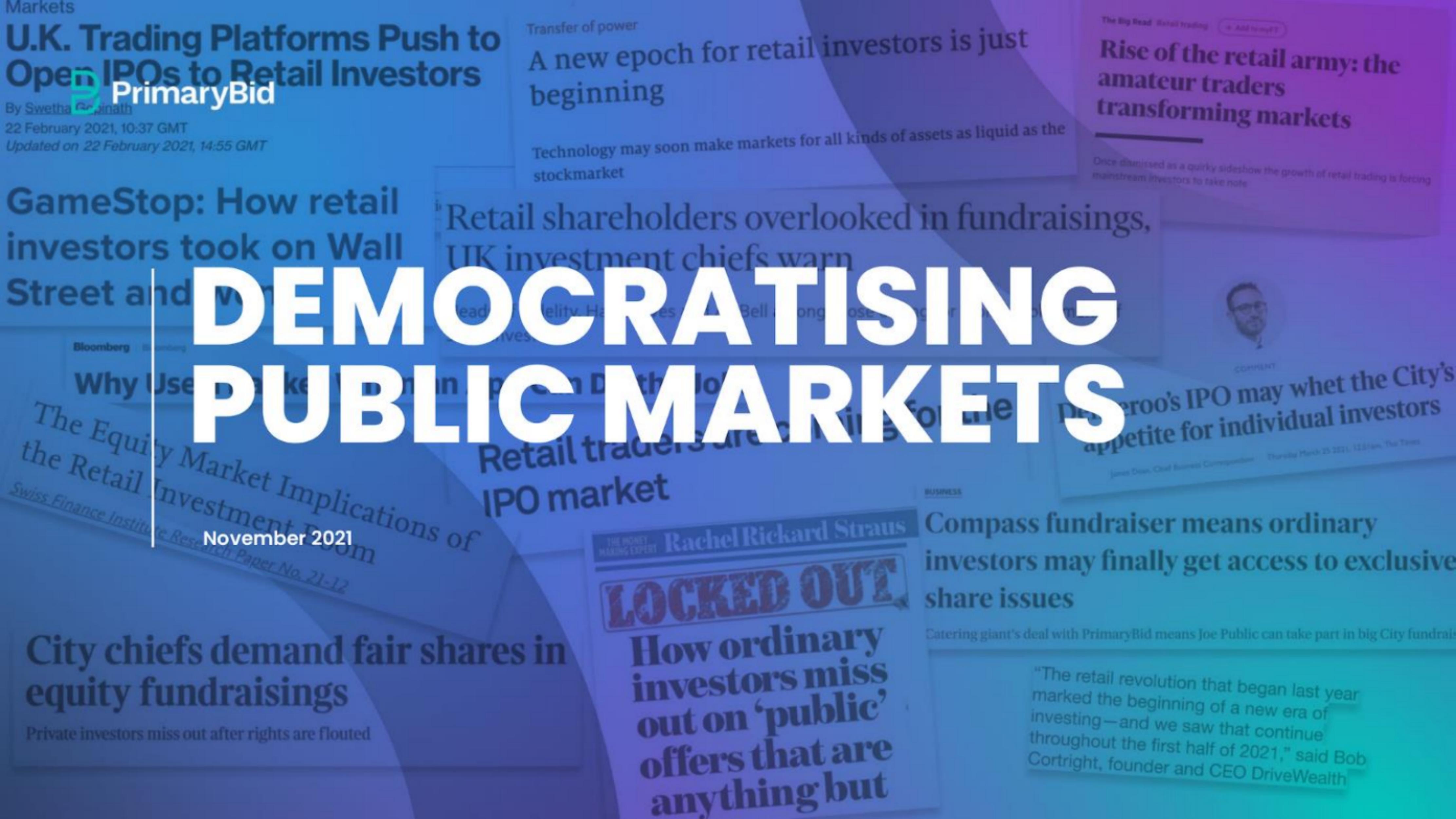 PrimaryBid pitch deck cover