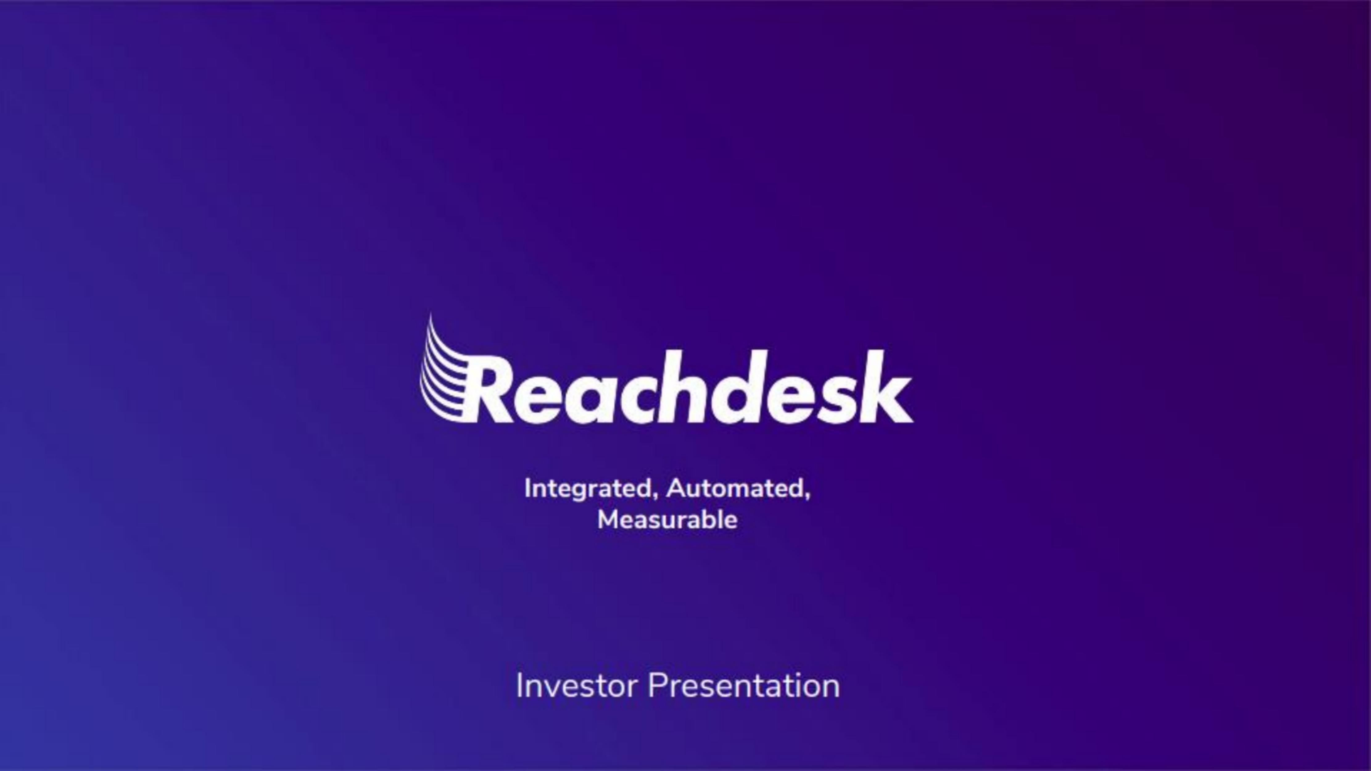 Reachdesk pitch deck cover