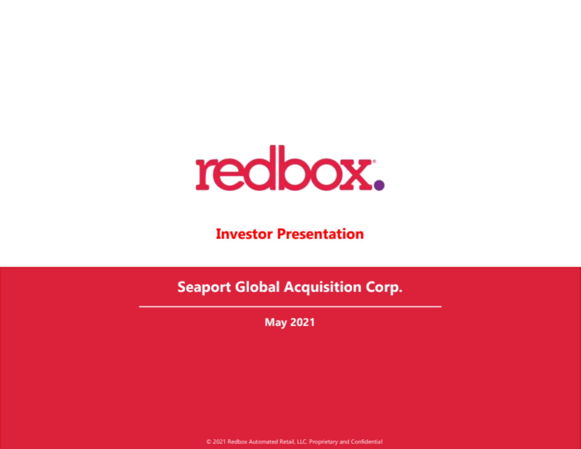 Redbox SPAC pitch deck cover
