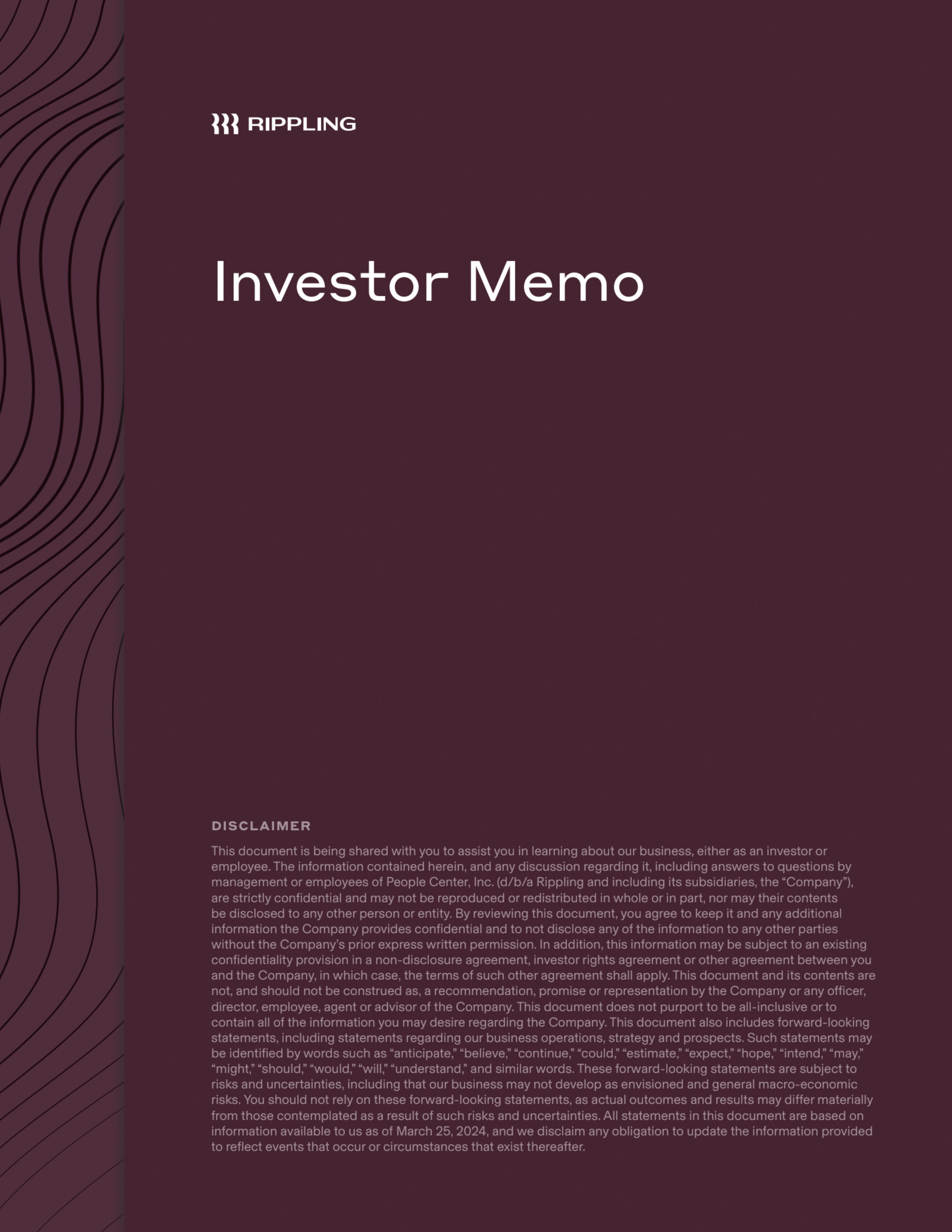 Rippling (Series F) pitch deck cover
