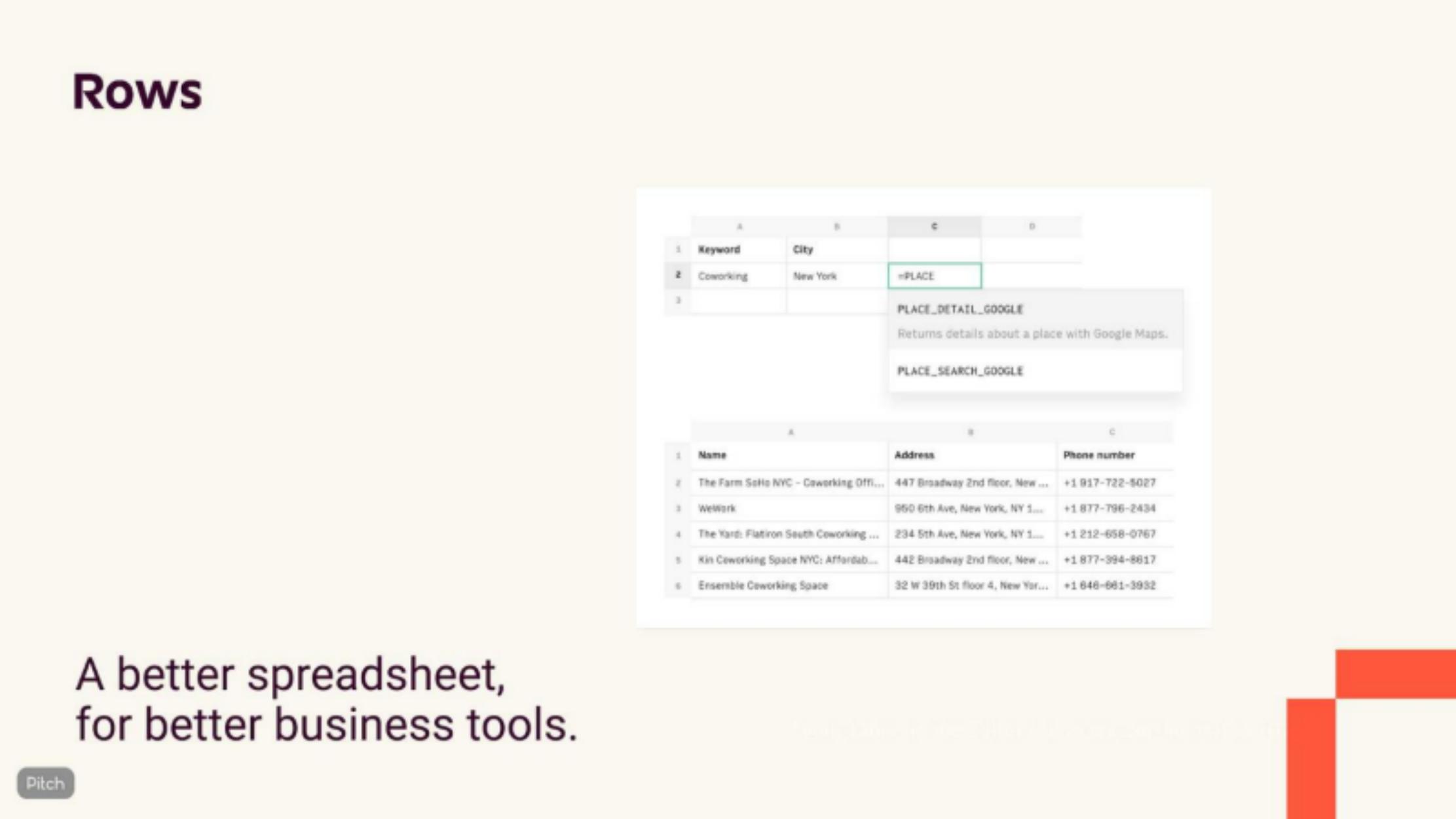 Rows pitch deck cover