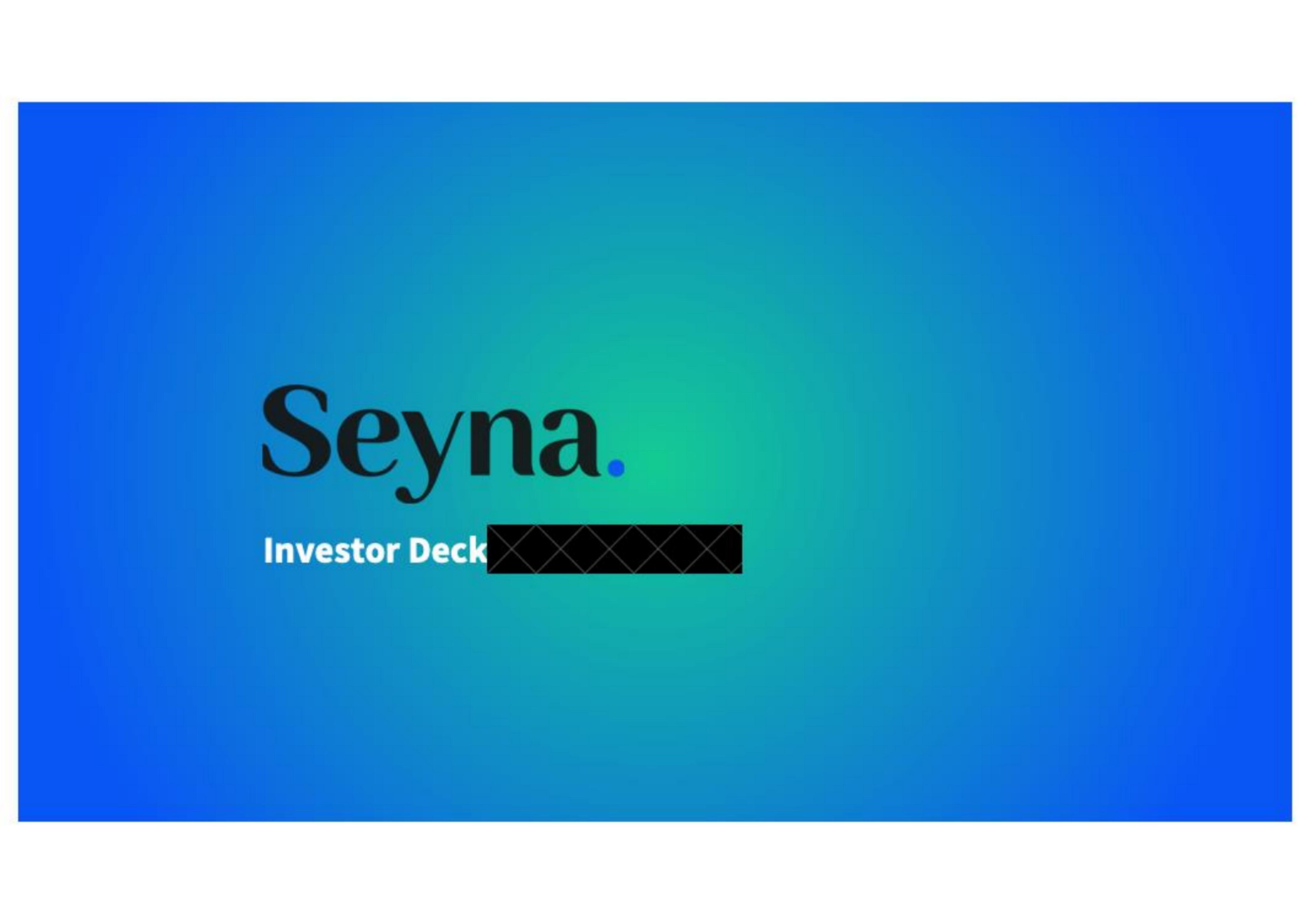 Seyna pitch deck cover