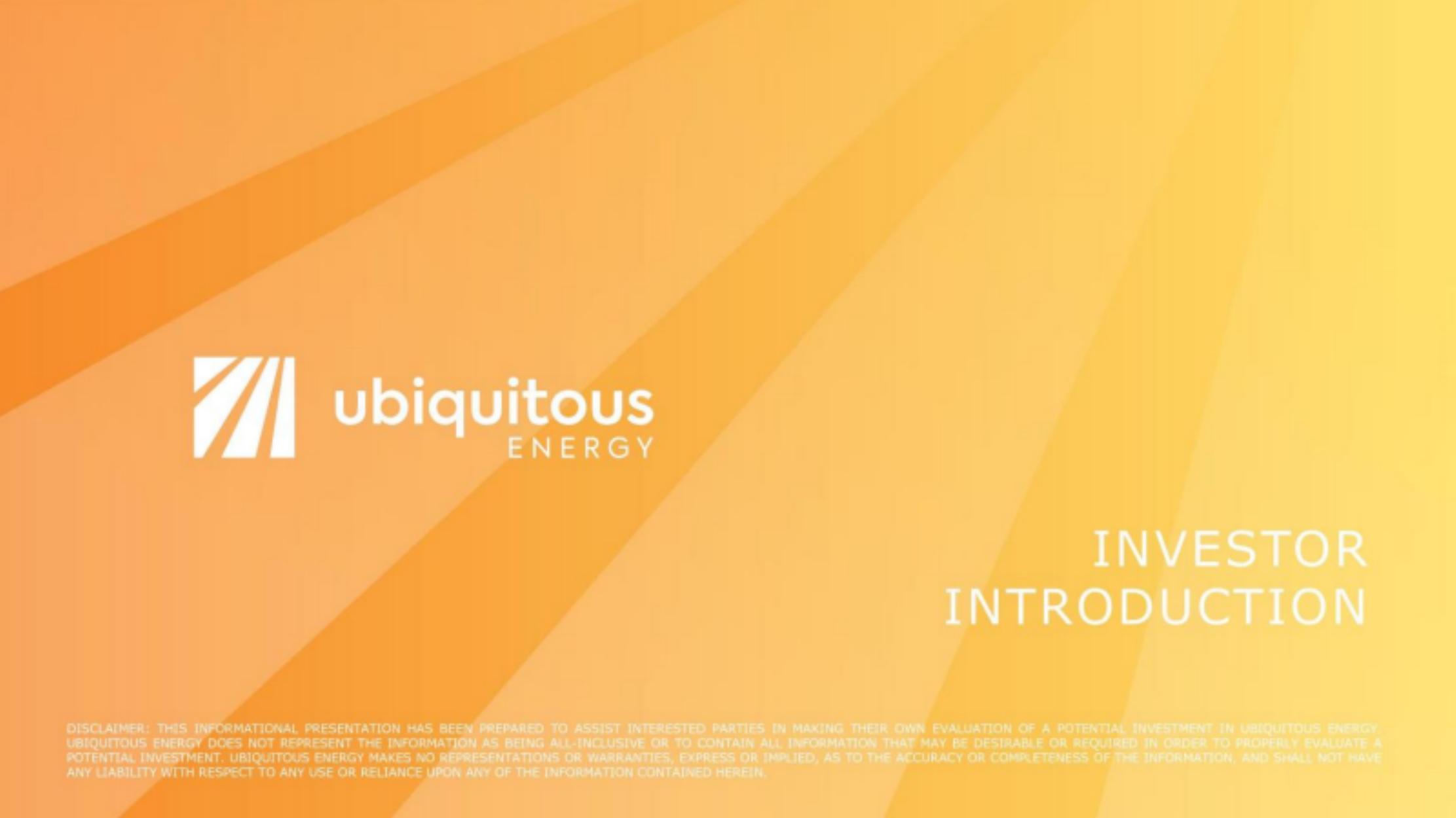 Ubiquitous Energy pitch deck cover