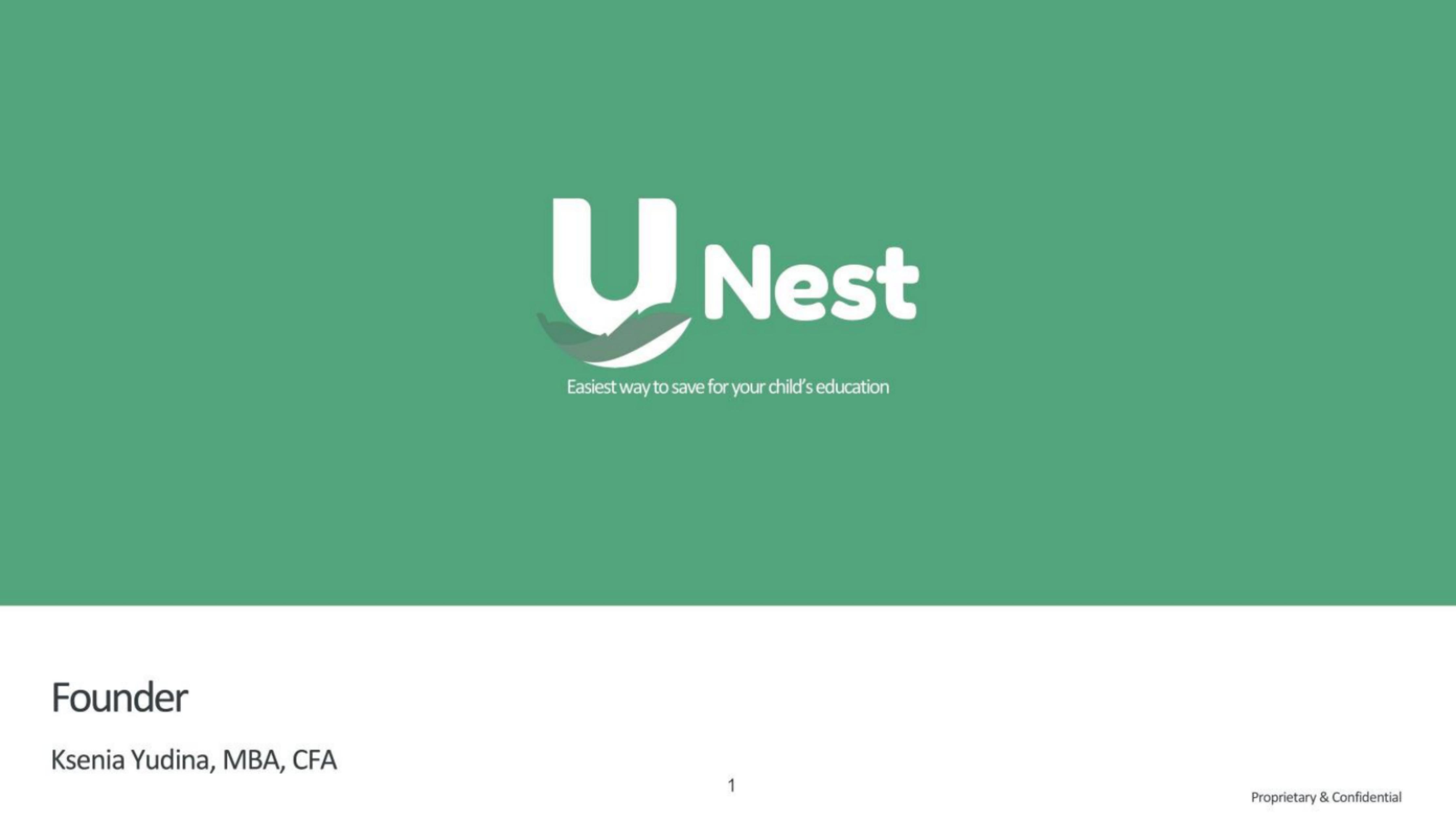 UNest pitch deck cover
