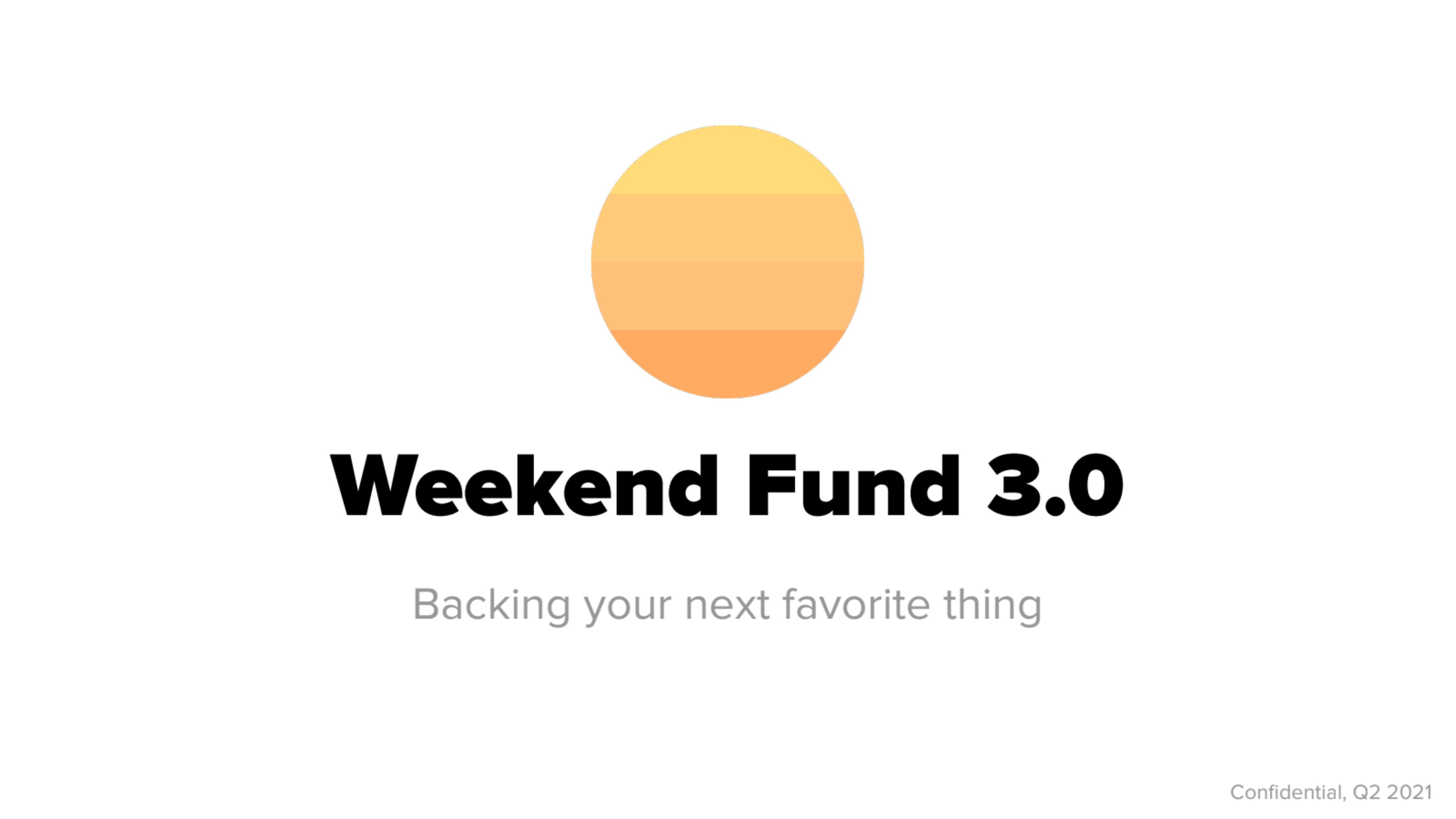 Weekend Fund 3.0 pitch deck cover