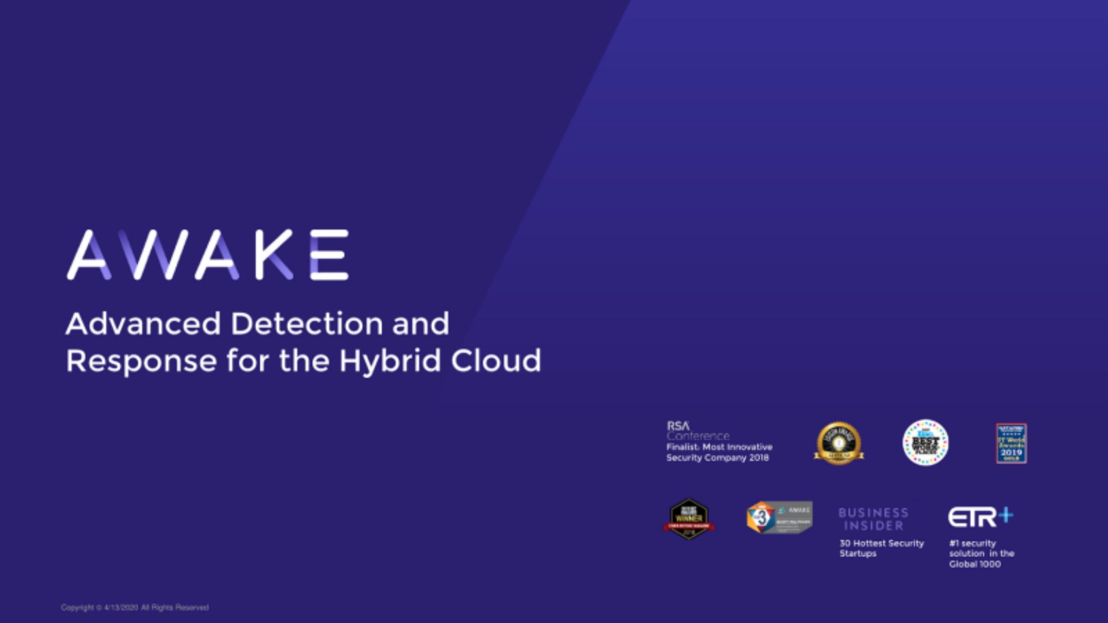 Awake Security pitch deck cover