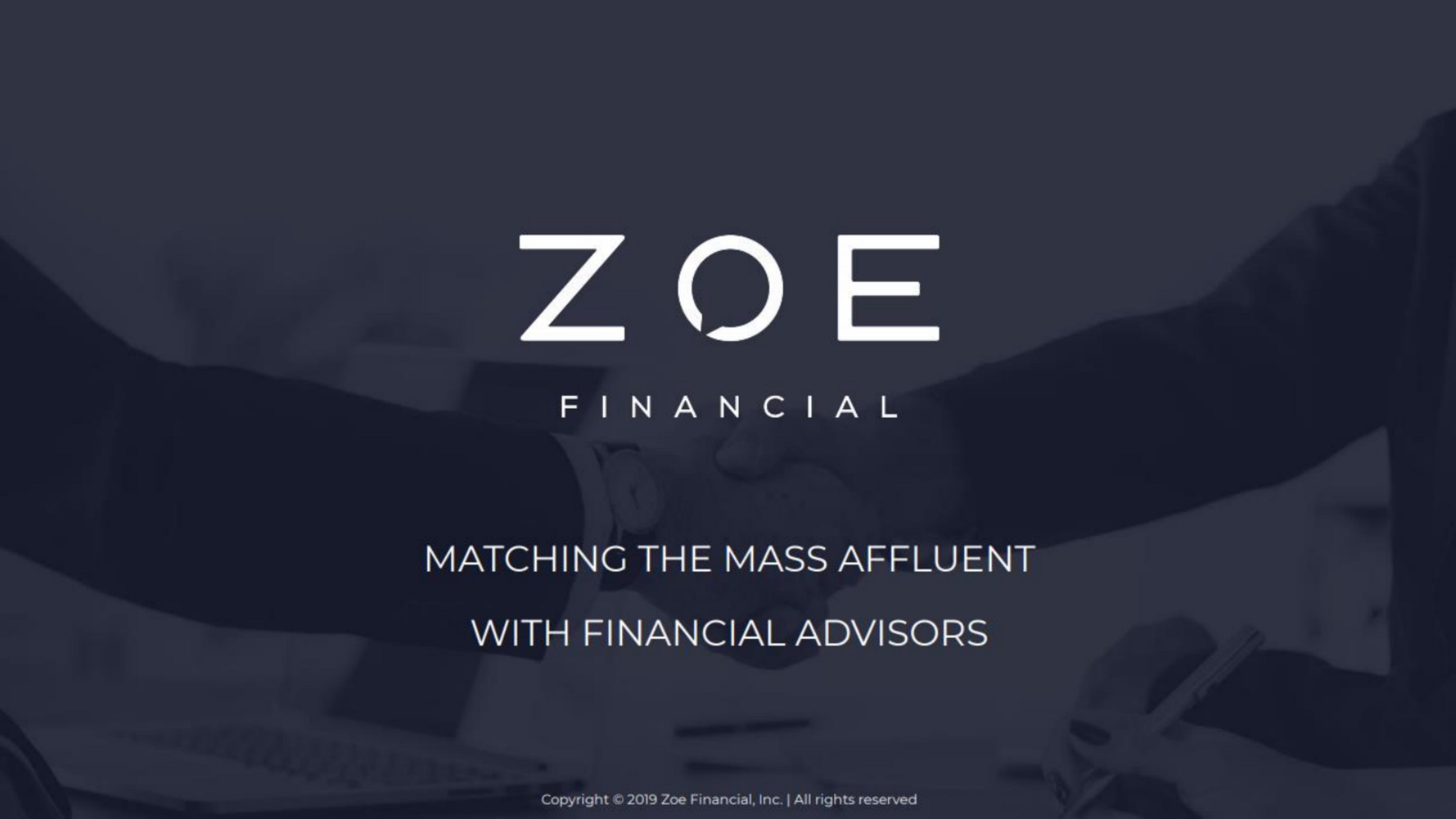 Zoe Financial pitch deck cover